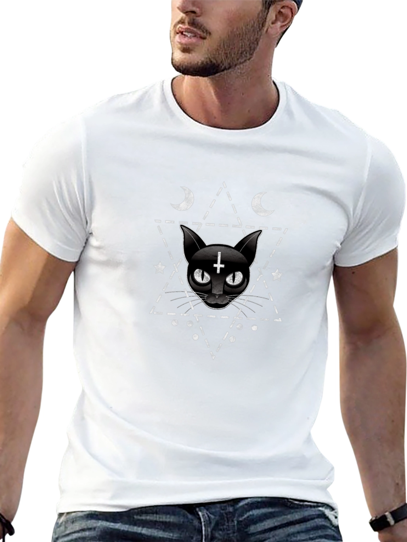 Occult Cat Graphic Tee - Black Unisex T-Shirt