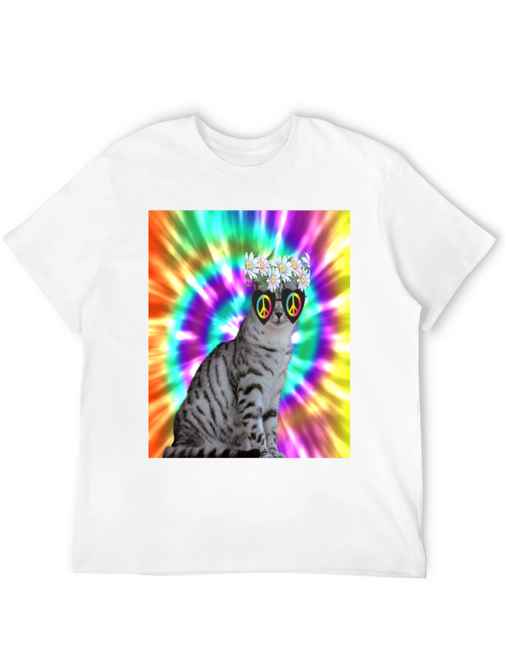 Cool Cat Tee - Peace & Flowers