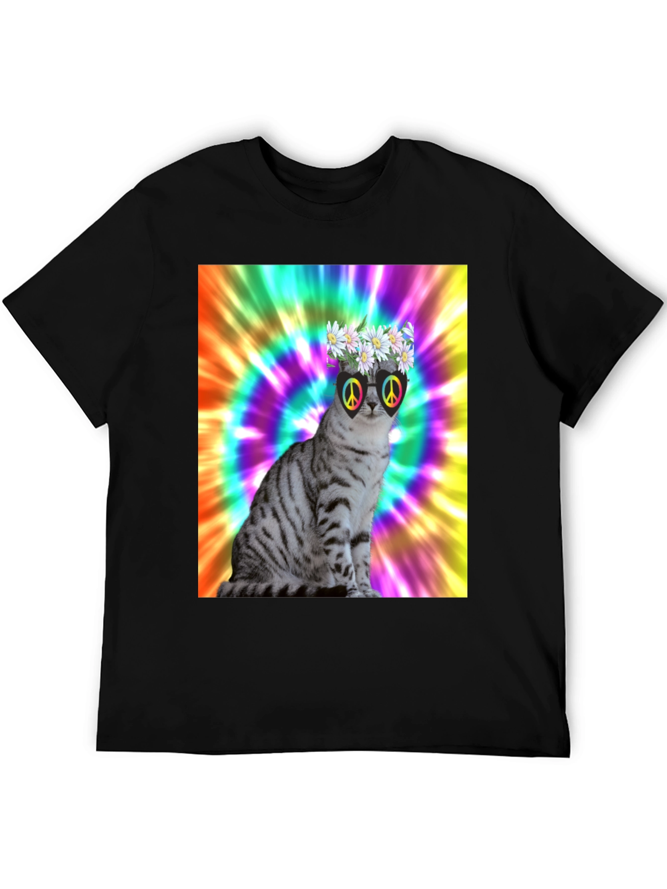 Cool Cat Tee - Peace & Flowers