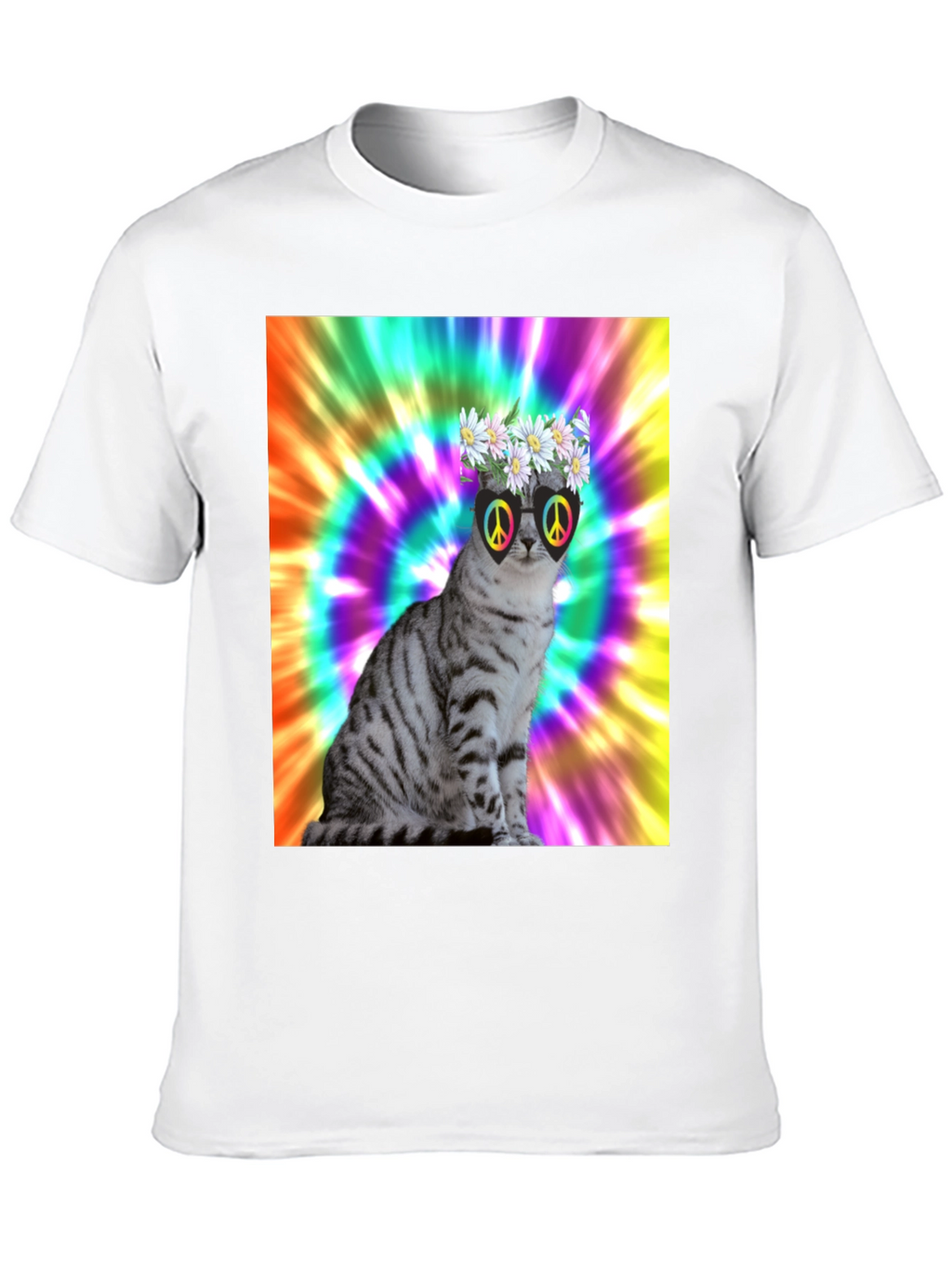Cool Cat Tee - Peace & Flowers