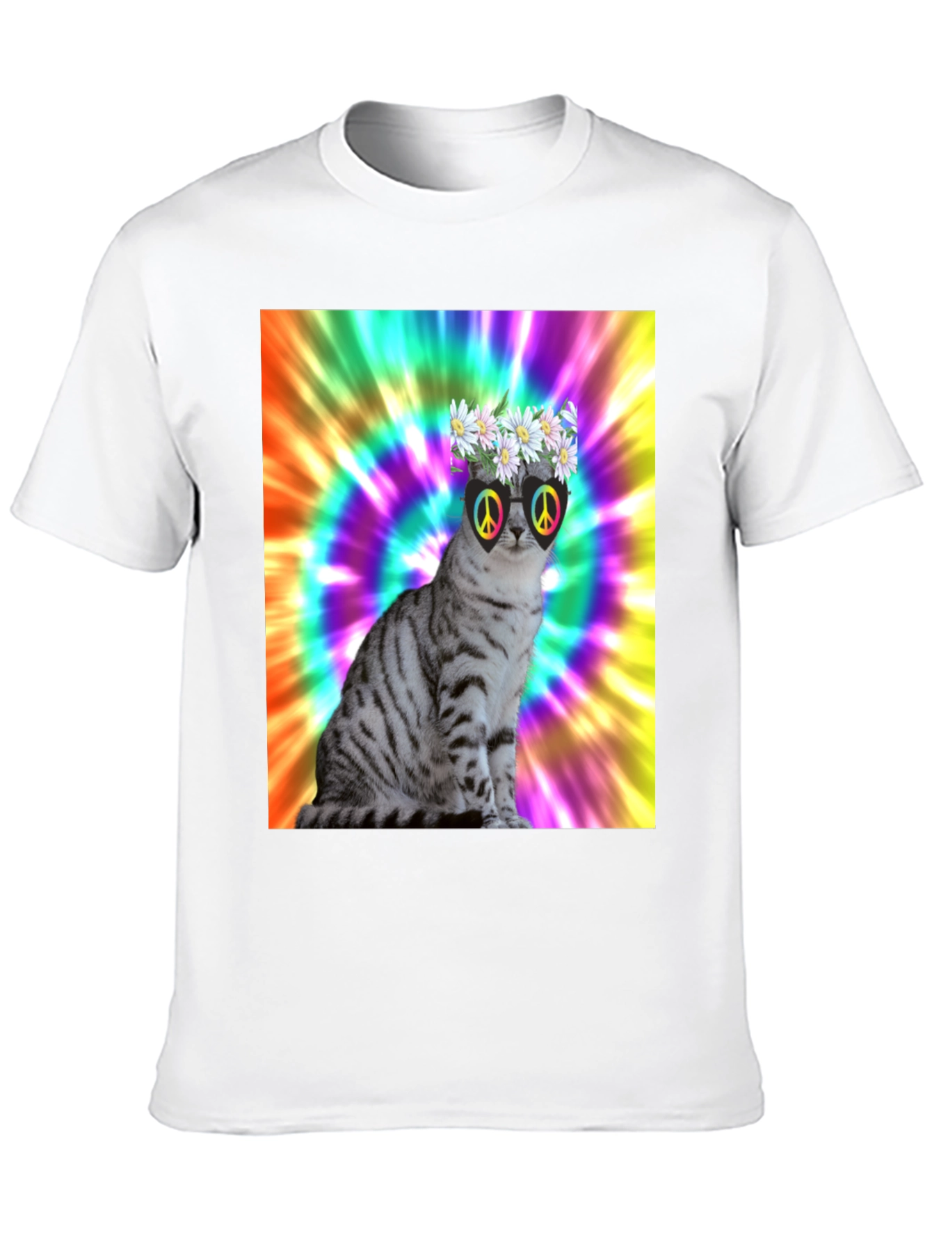 Cool Cat Tee - Peace & Flowers