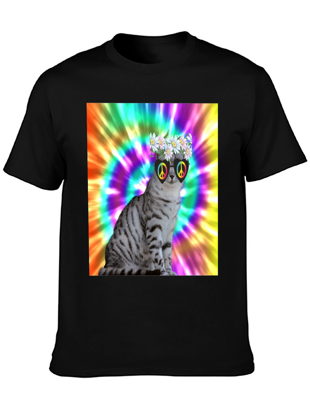 Cool Cat Tee - Peace & Flowers
