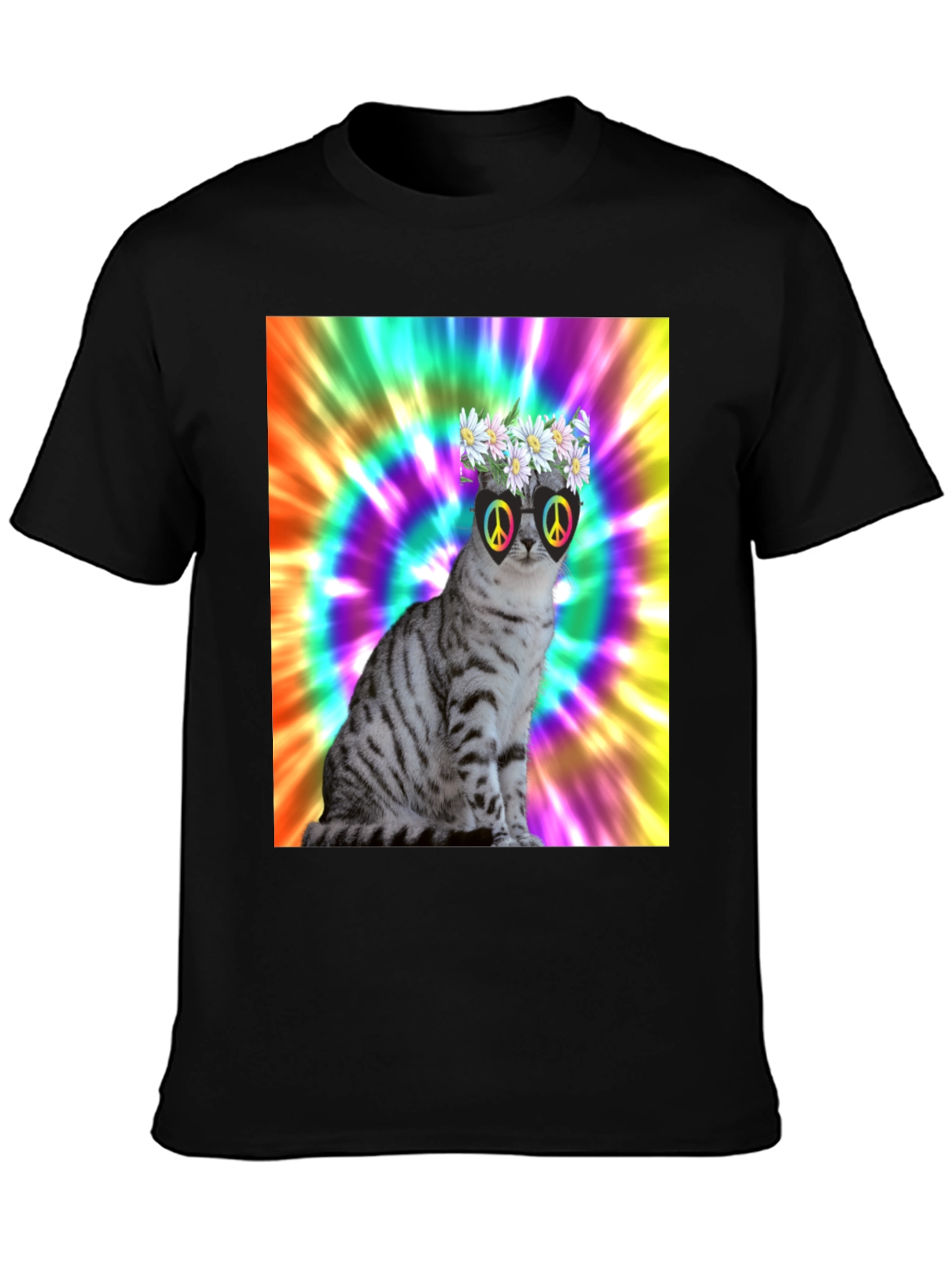Cool Cat Tee - Peace & Flowers