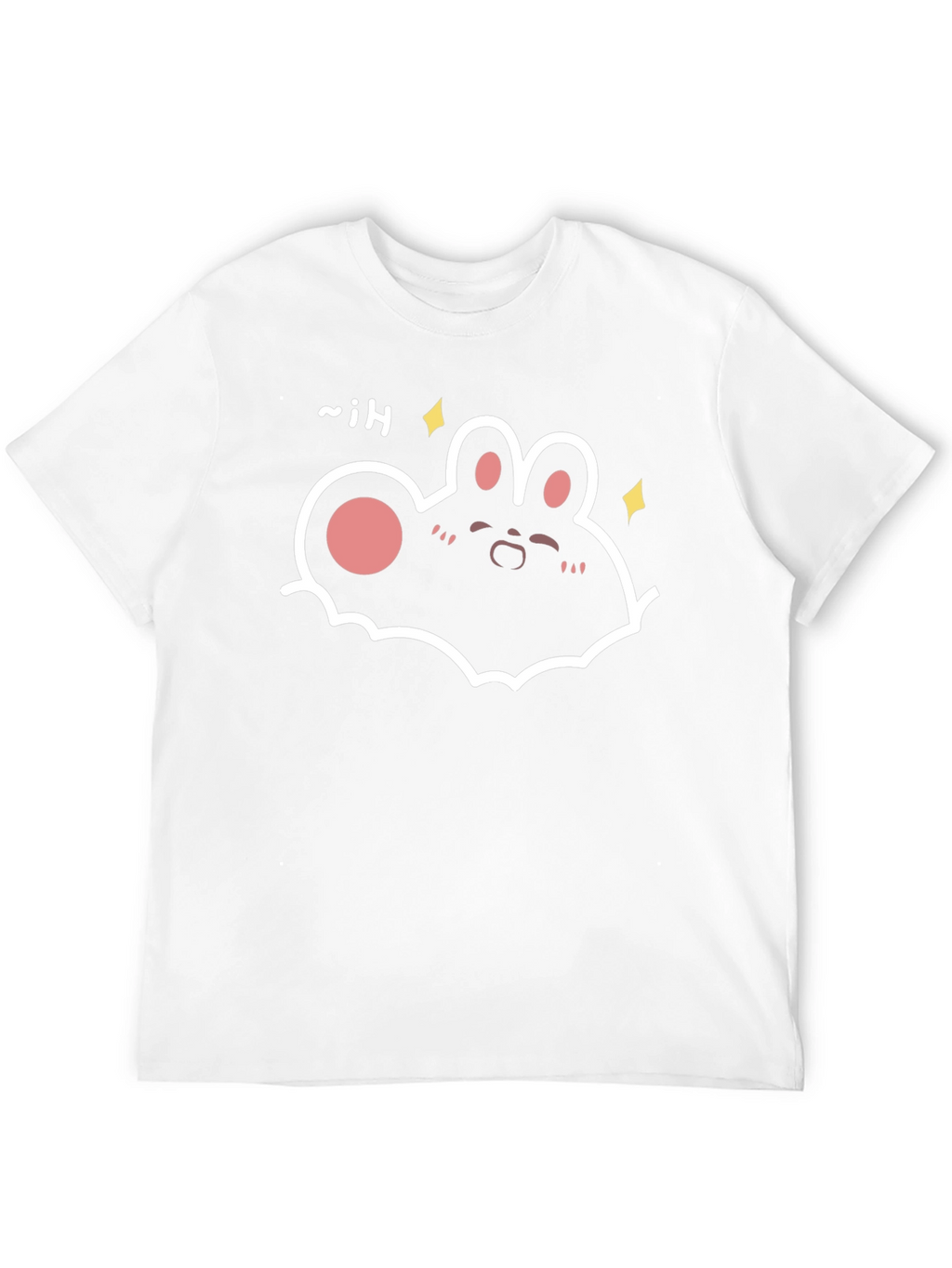 Cute Cartoon Bunny Graphic Tee - Black