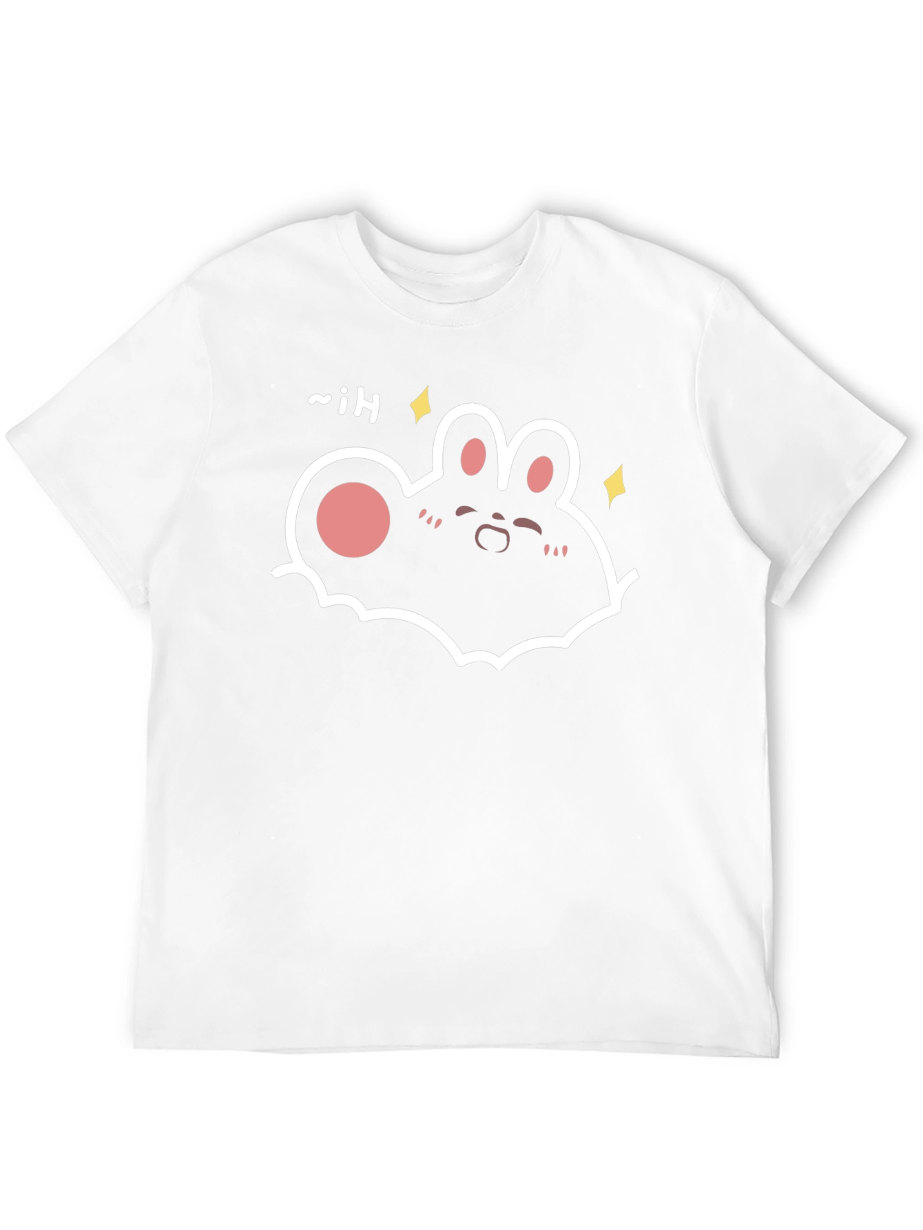 Cute Cartoon Bunny Graphic Tee - Black