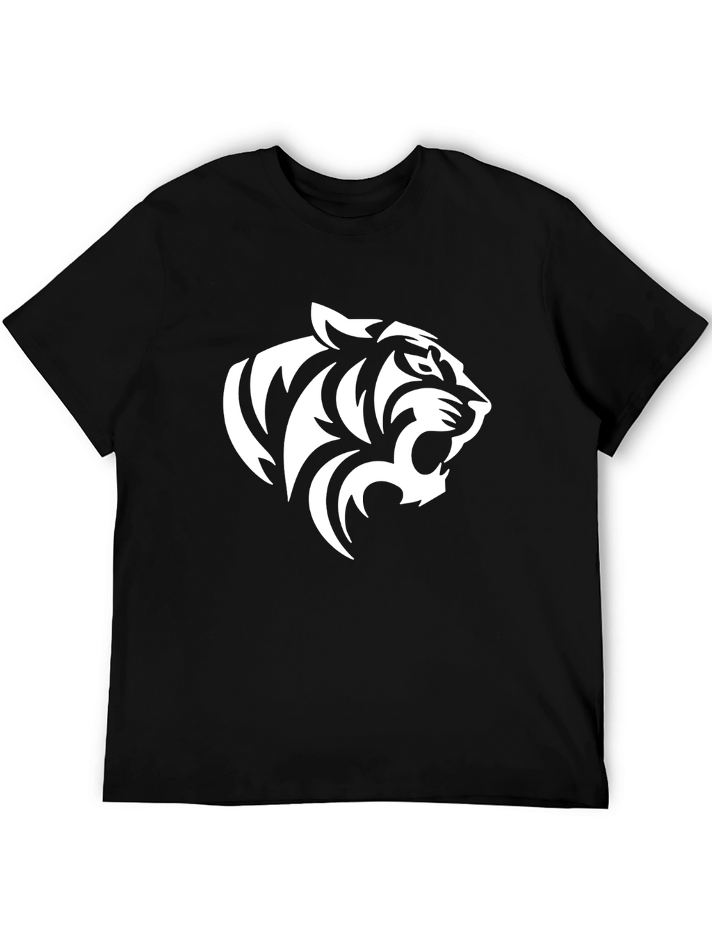 Bold Tiger Graphic Tee - Black Cotton Blend Shirt