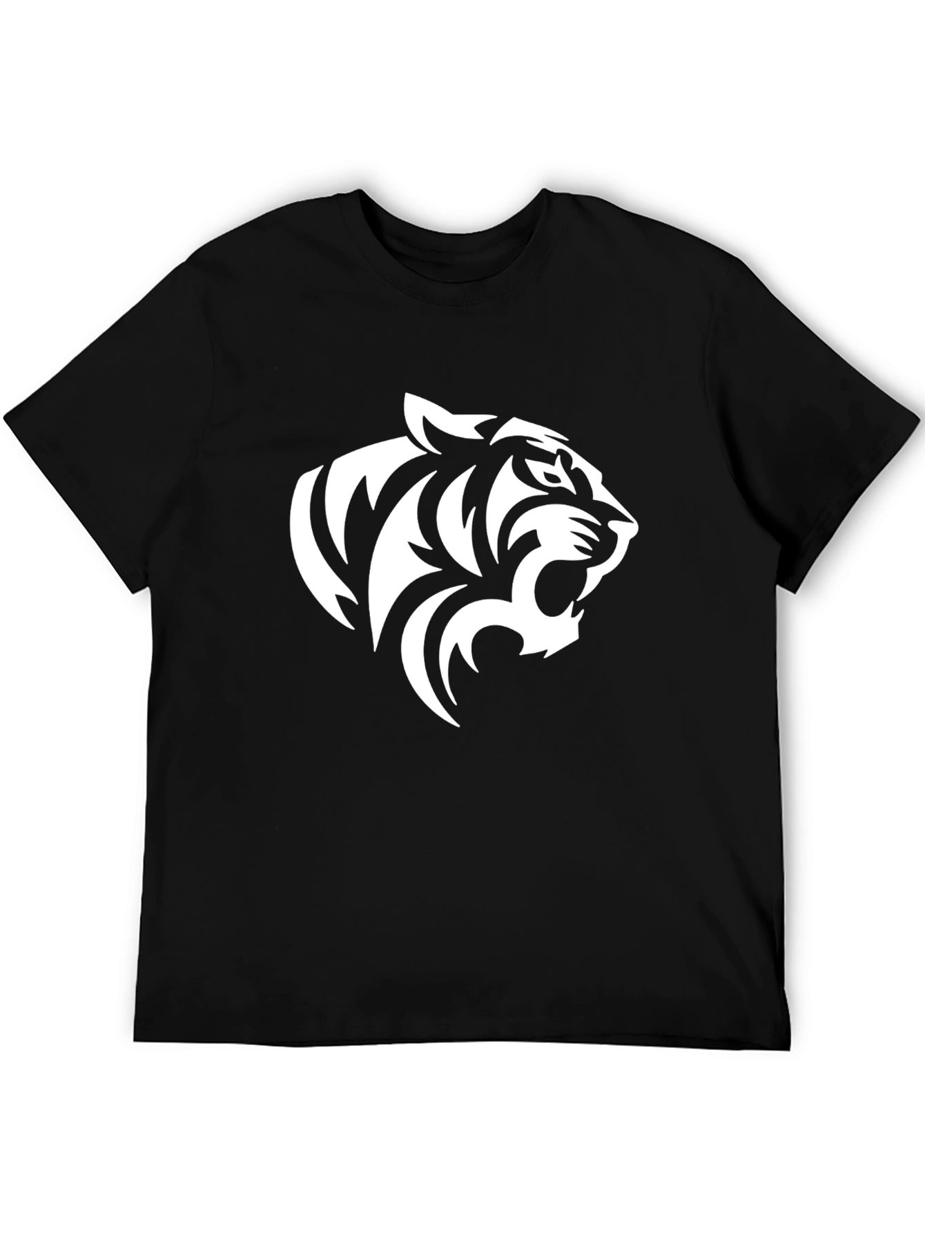 Bold Tiger Graphic Tee - Black Cotton Blend Shirt