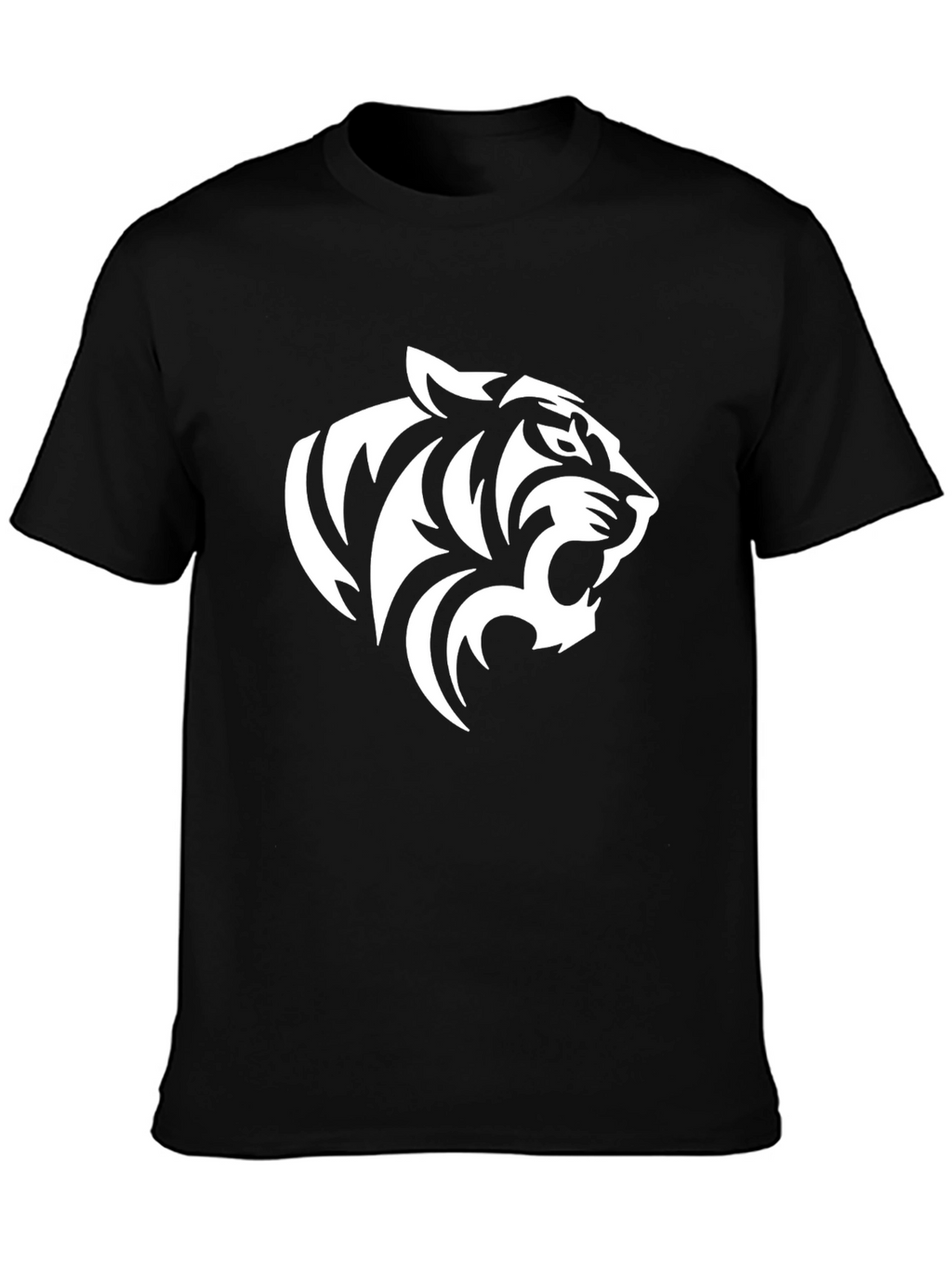 Bold Tiger Graphic Tee - Black Cotton Blend Shirt