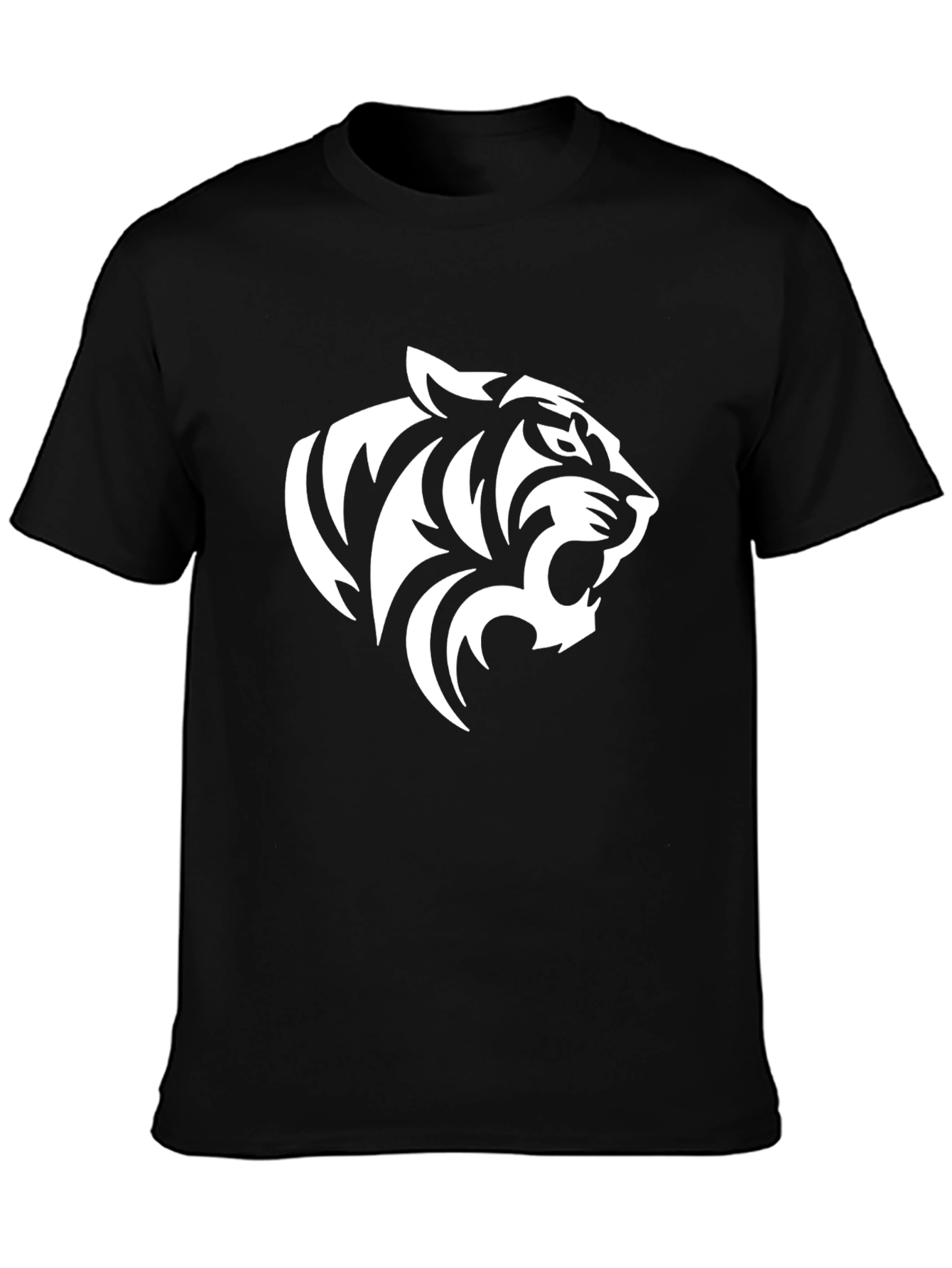 Bold Tiger Graphic Tee - Black Cotton Blend Shirt