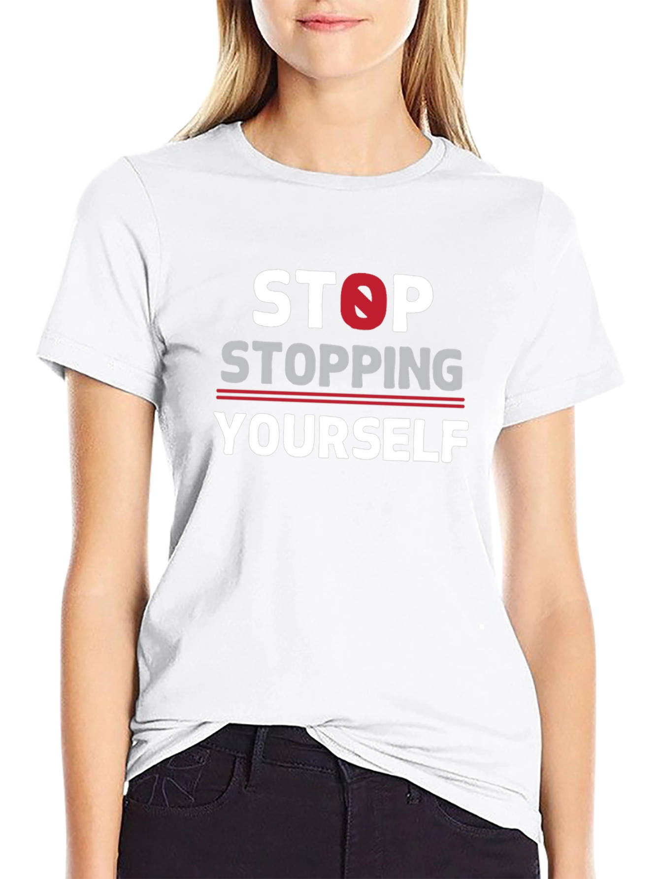 Stop Stopping Yourself Black Graphic T-Shirt