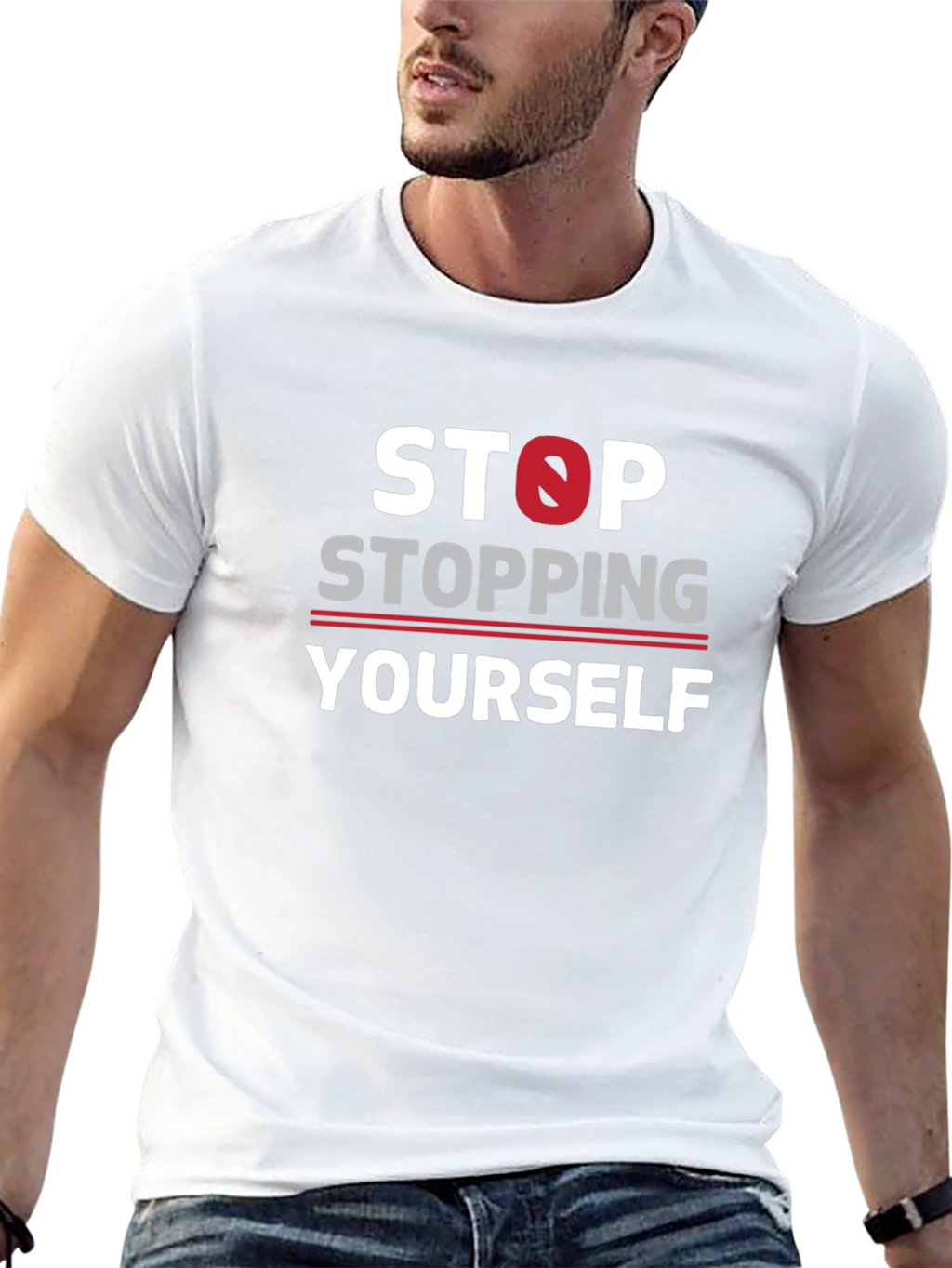 Stop Stopping Yourself Black Graphic T-Shirt