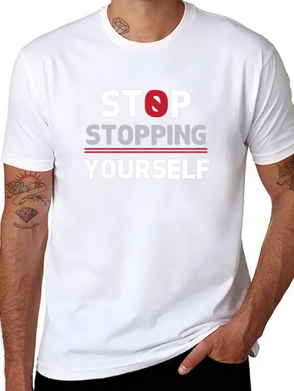 Stop Stopping Yourself Black Graphic T-Shirt