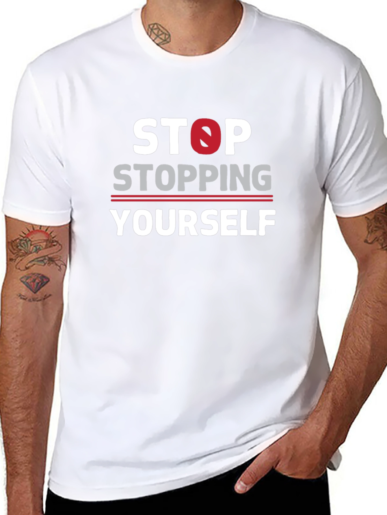Stop Stopping Yourself Black Graphic T-Shirt