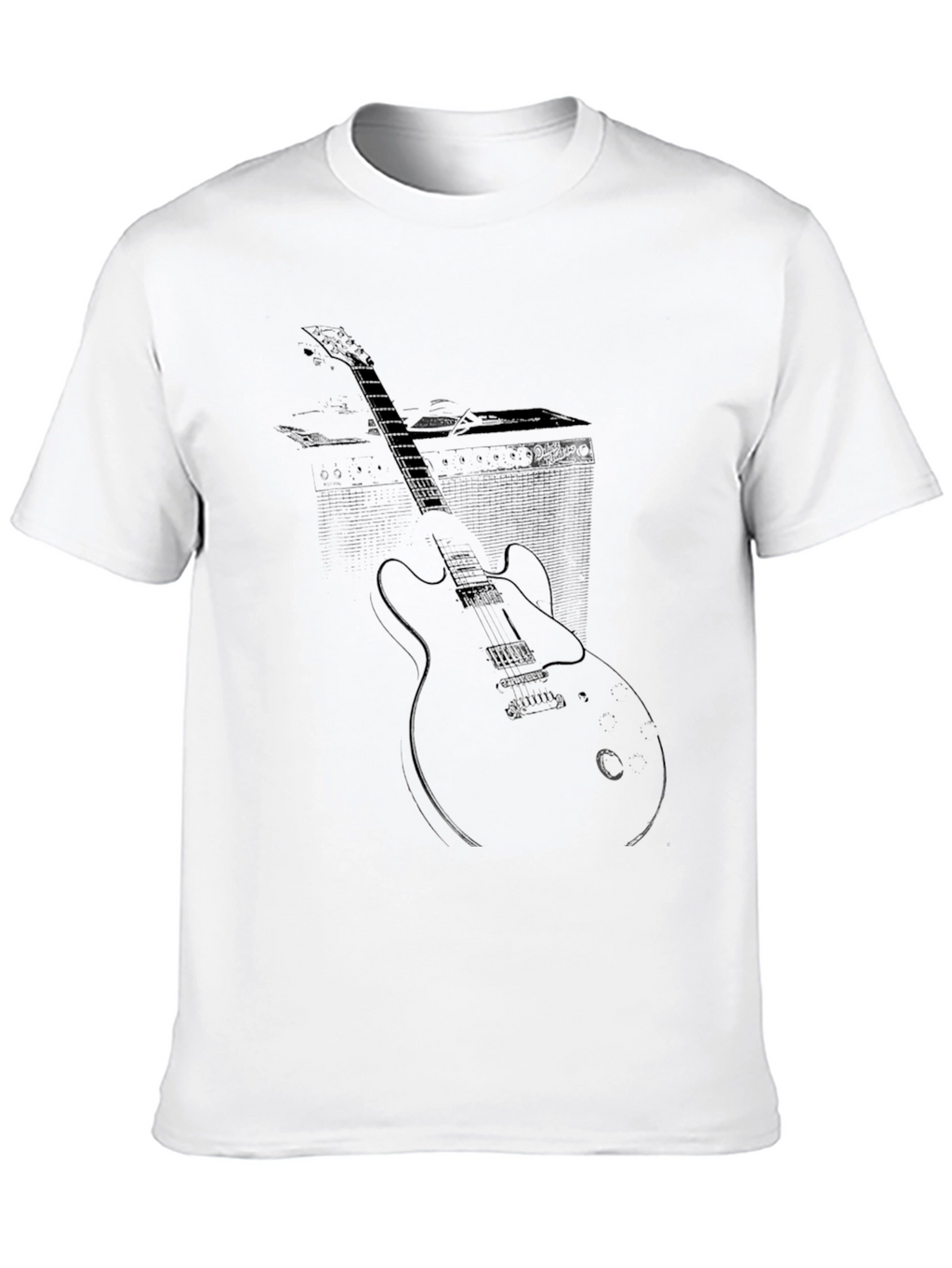 Electric Guitar Graphic Tee - Black Cotton T-Shirt