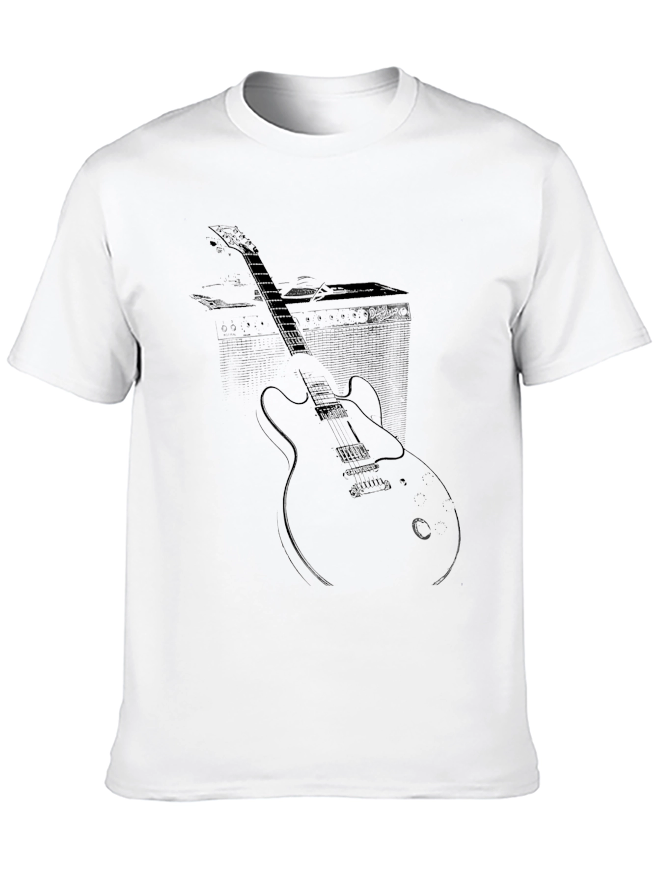 Electric Guitar Graphic Tee - Black Cotton T-Shirt