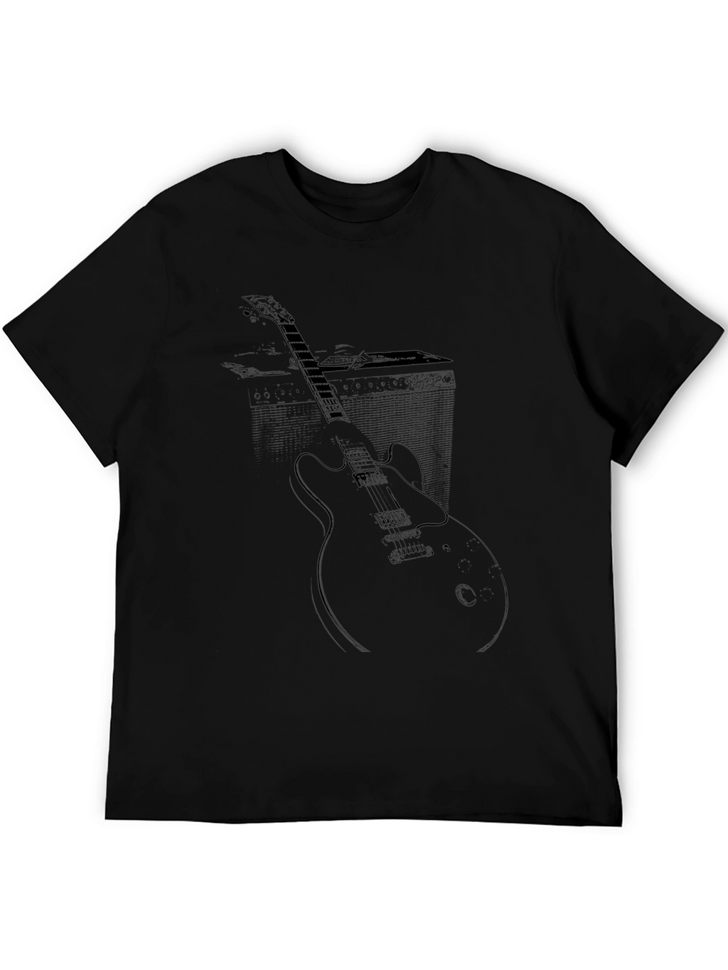 Electric Guitar Graphic Tee - Black Cotton T-Shirt