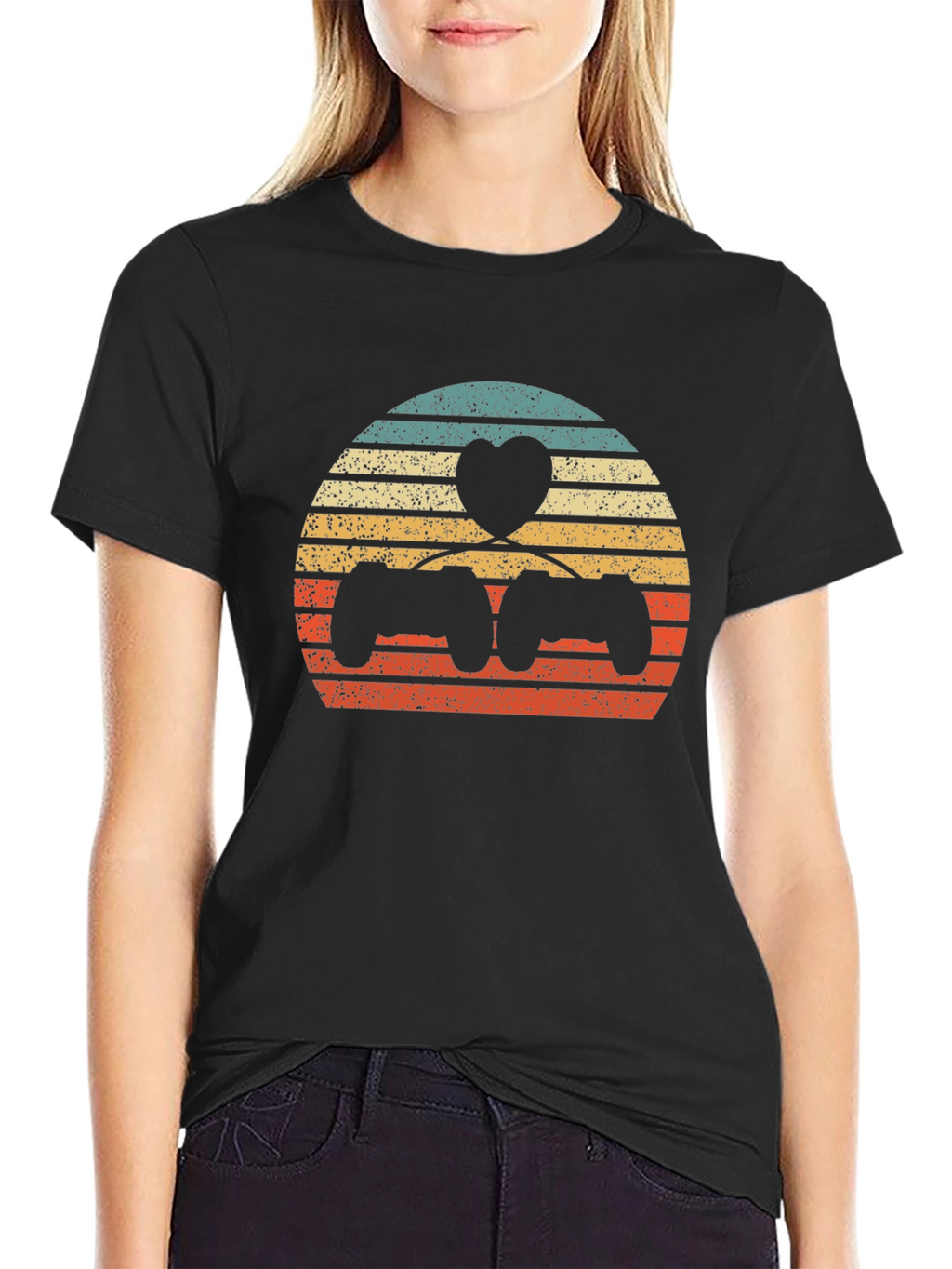 Gamer Love T-Shirt - Retro Gaming Heart Design