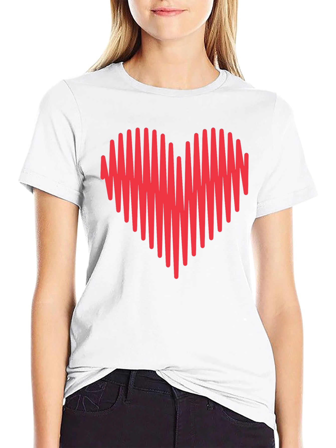 Heartbeat Heart Graphic Tee - Mens Crew Neck