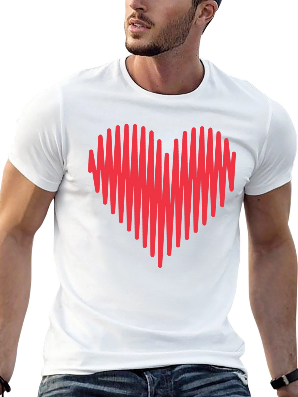 Heartbeat Heart Graphic Tee - Mens Crew Neck