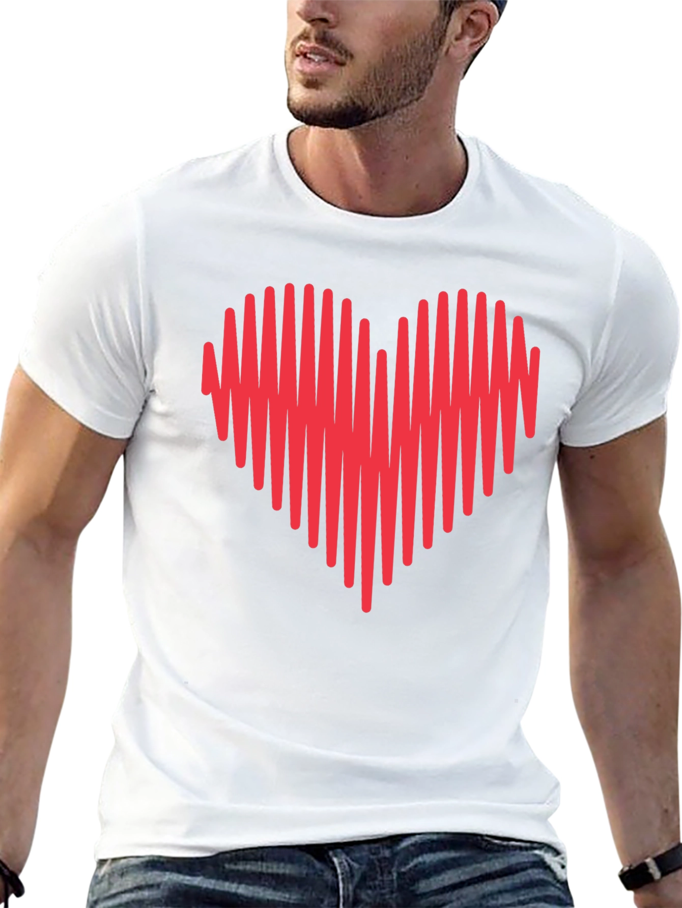 Heartbeat Heart Graphic Tee - Mens Crew Neck