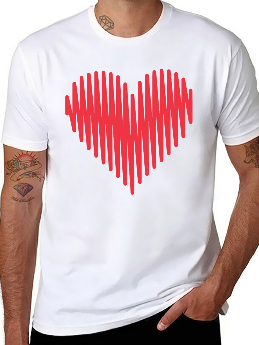 Heartbeat Heart Graphic Tee - Mens Crew Neck