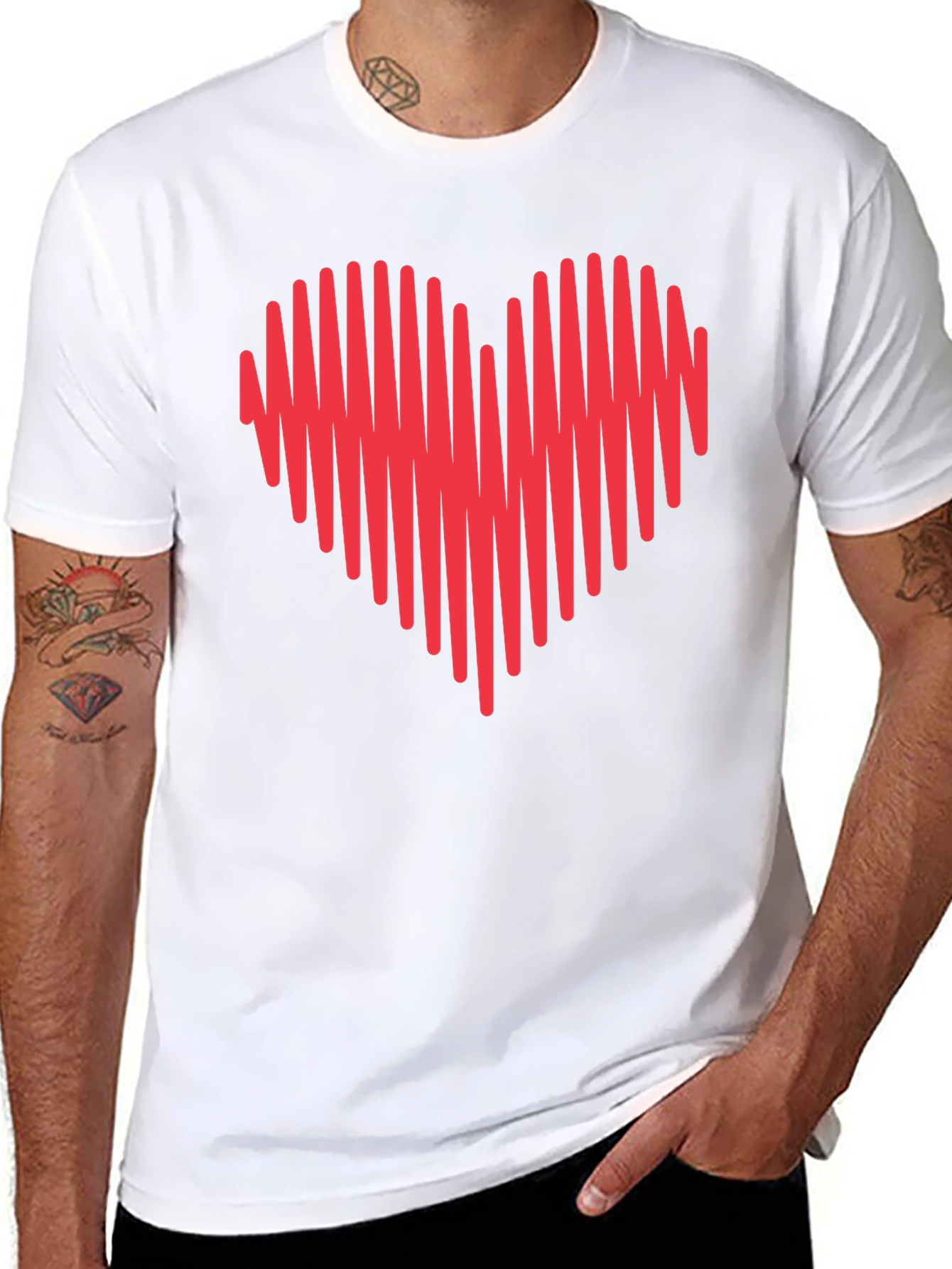 Heartbeat Heart Graphic Tee - Mens Crew Neck