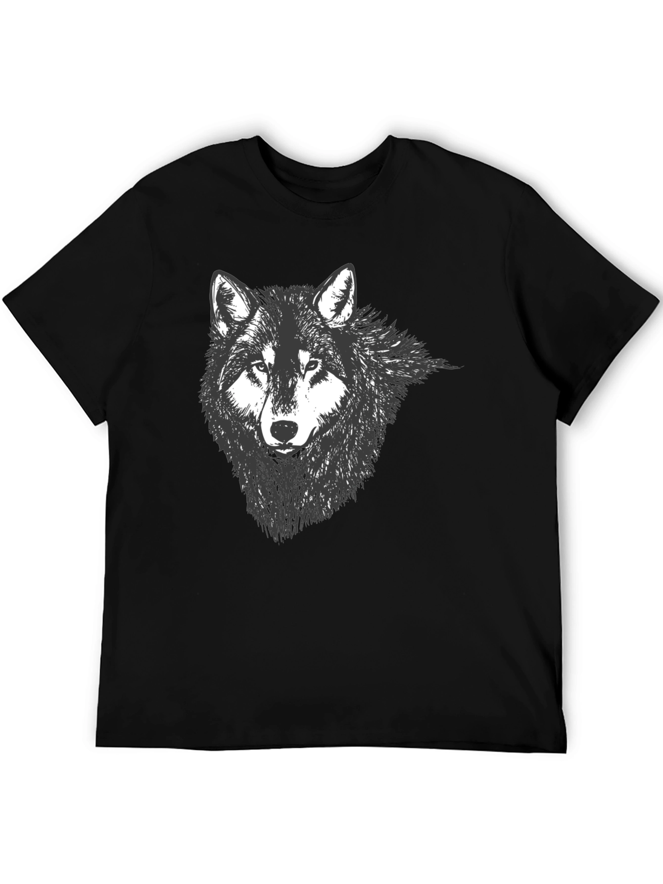 Mens Black Wolf Graphic Tee