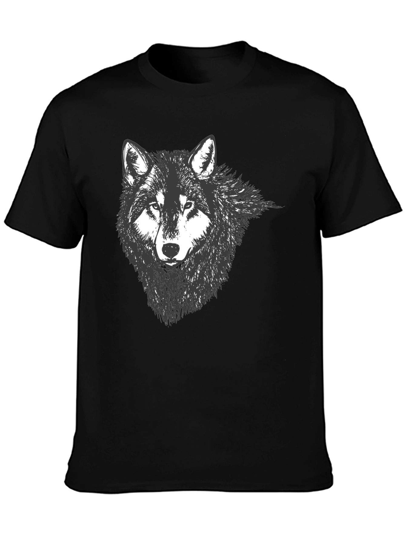 Mens Black Wolf Graphic Tee