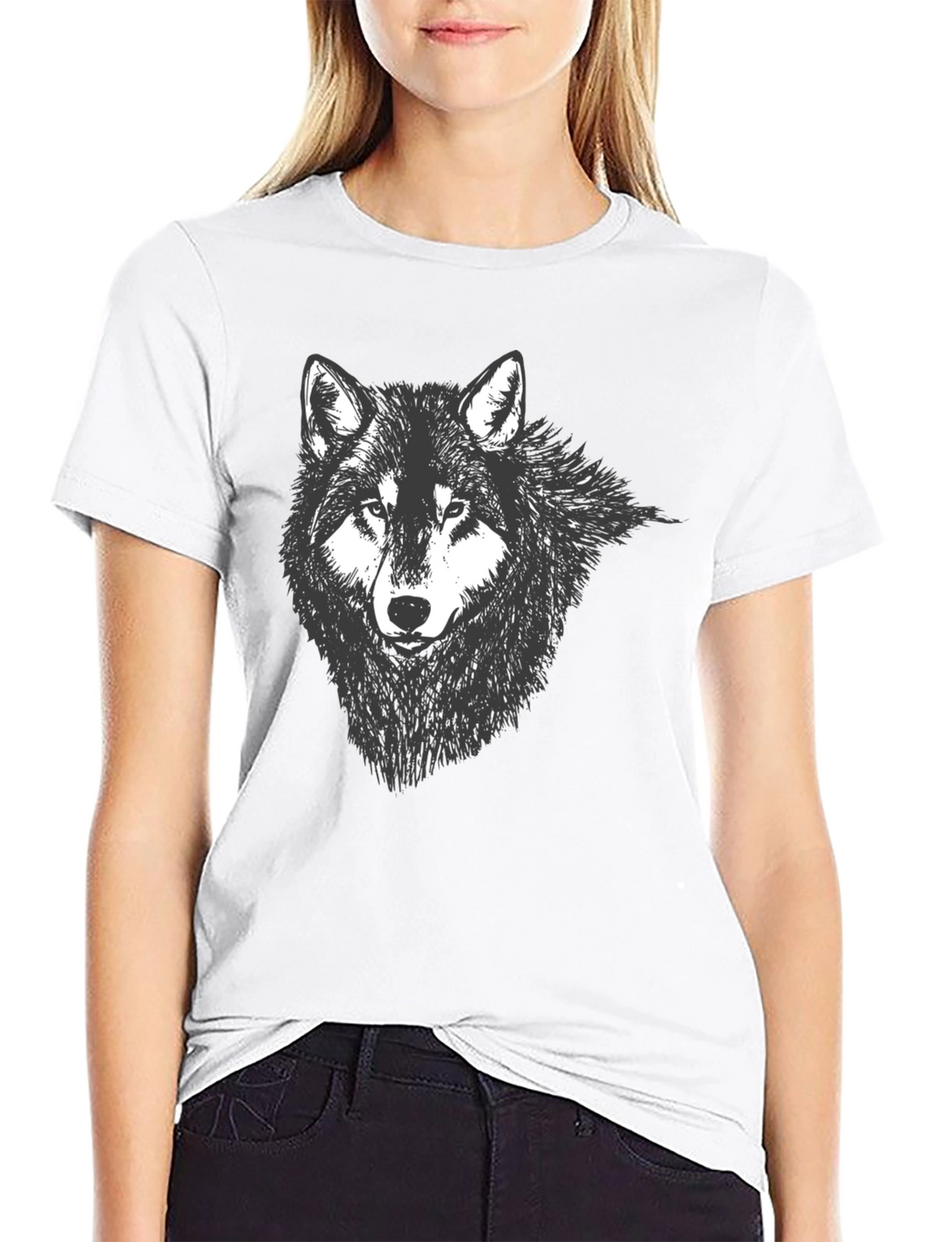 Mens Black Wolf Graphic Tee
