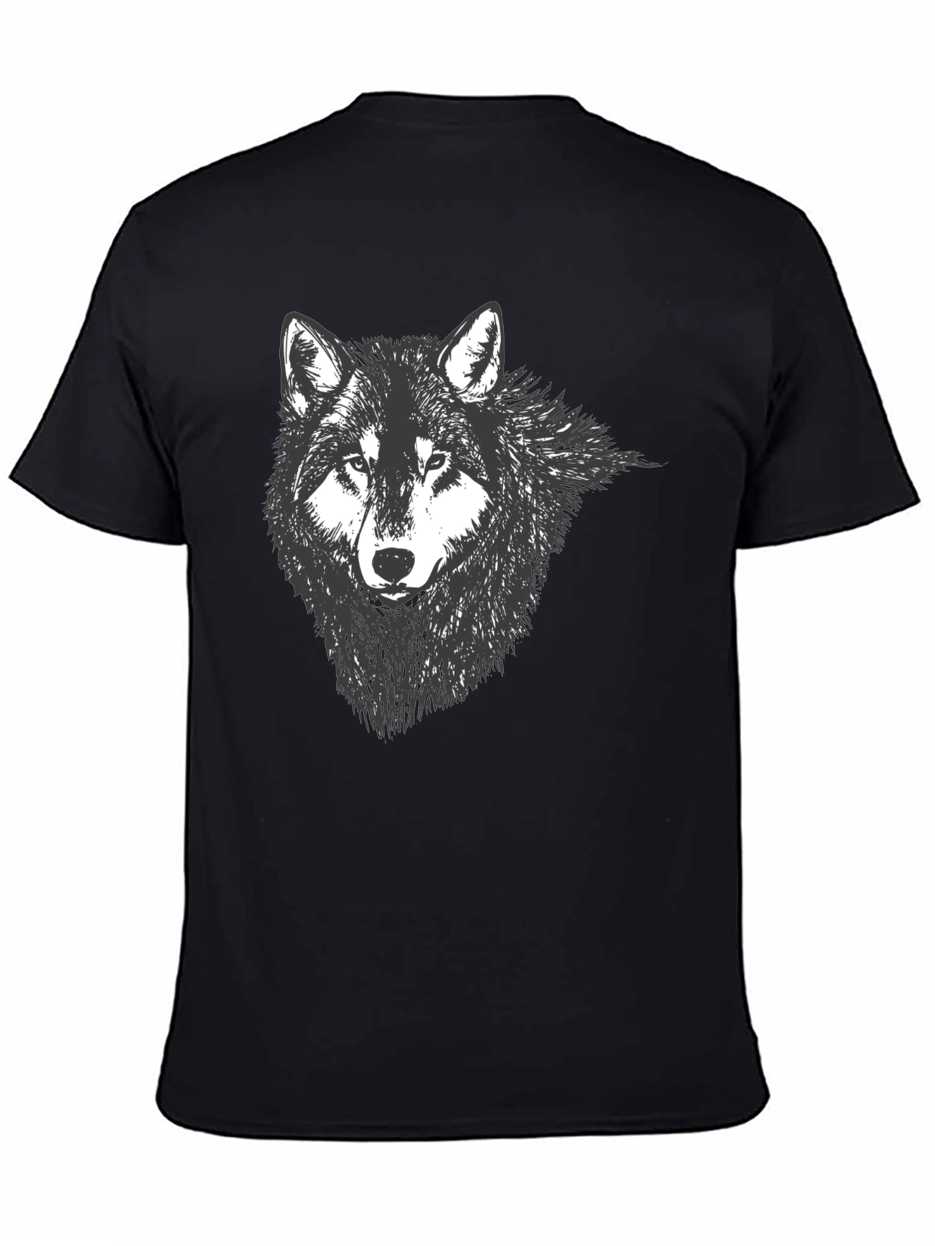 Mens Black Wolf Graphic Tee