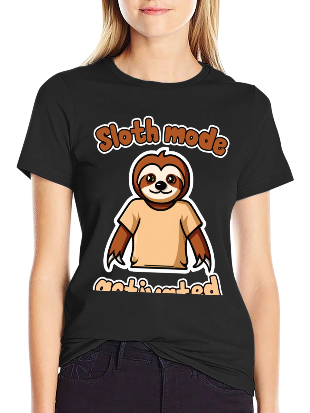 Sloth Mode Activated Black Graphic Tee