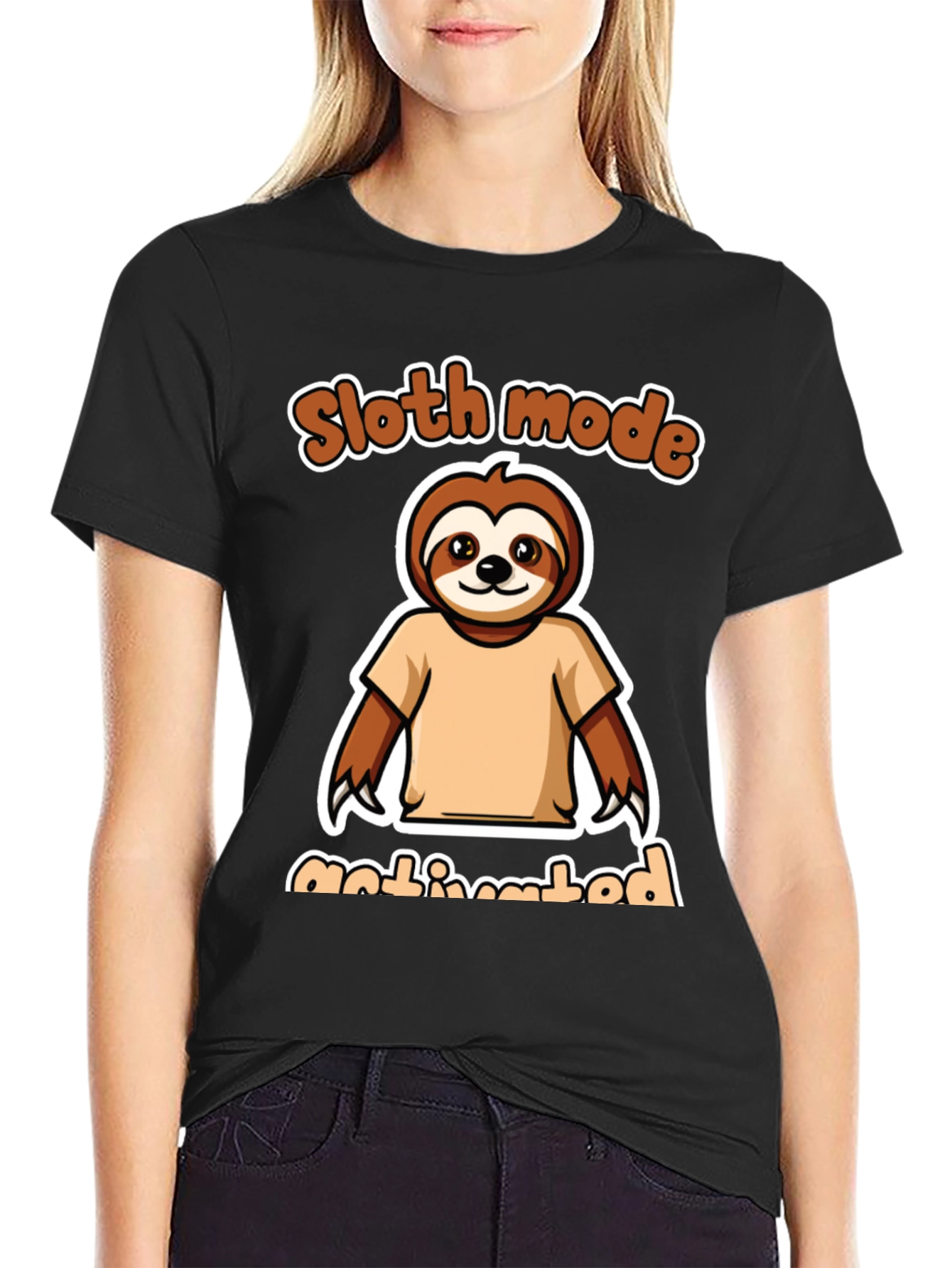 Sloth Mode Activated Black Graphic Tee