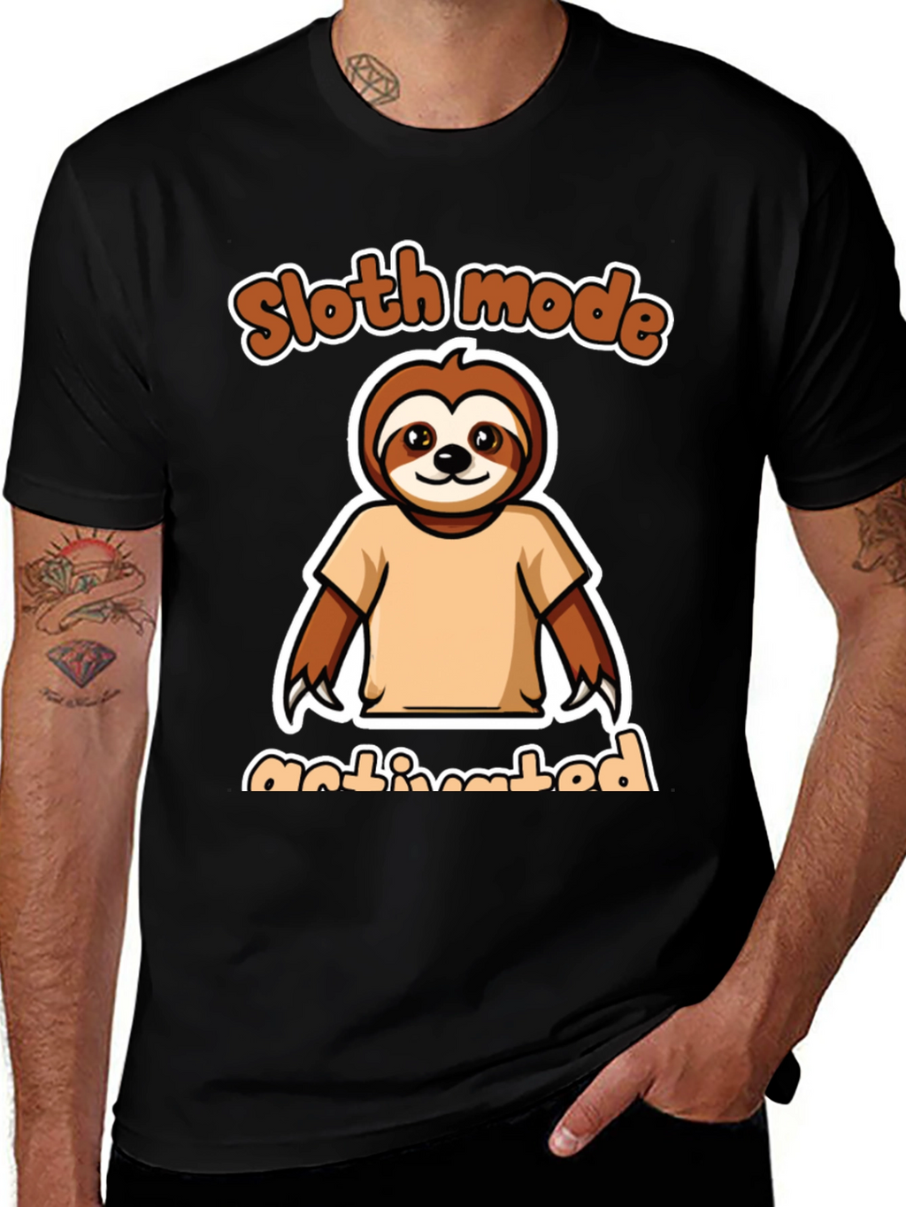 Sloth Mode Activated Black Graphic Tee