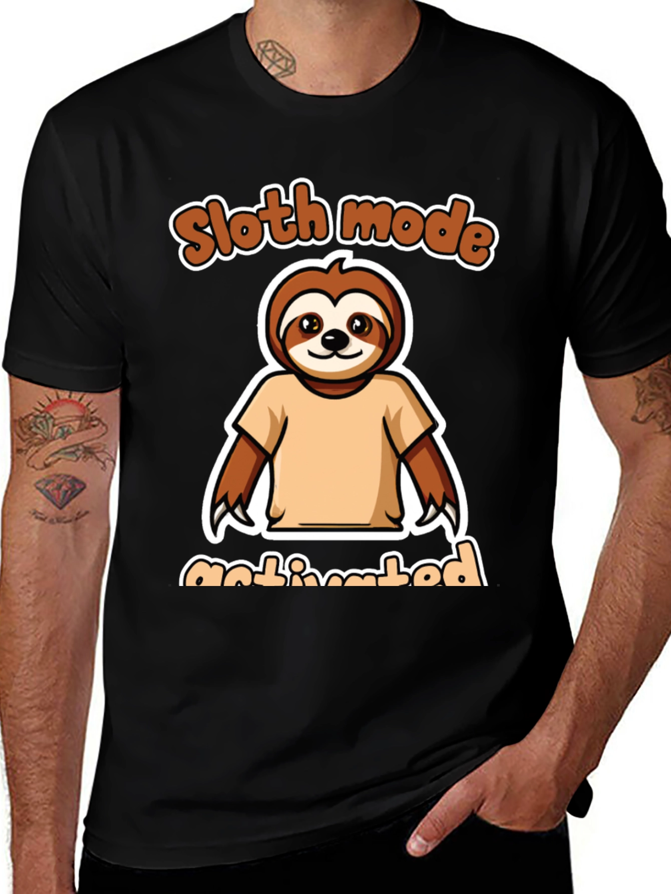 Sloth Mode Activated Black Graphic Tee