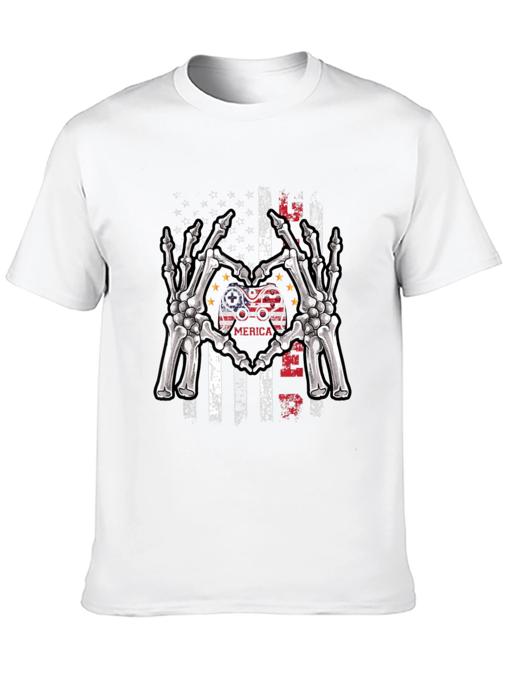 American Gamer Skeleton Hand Heart T-Shirt