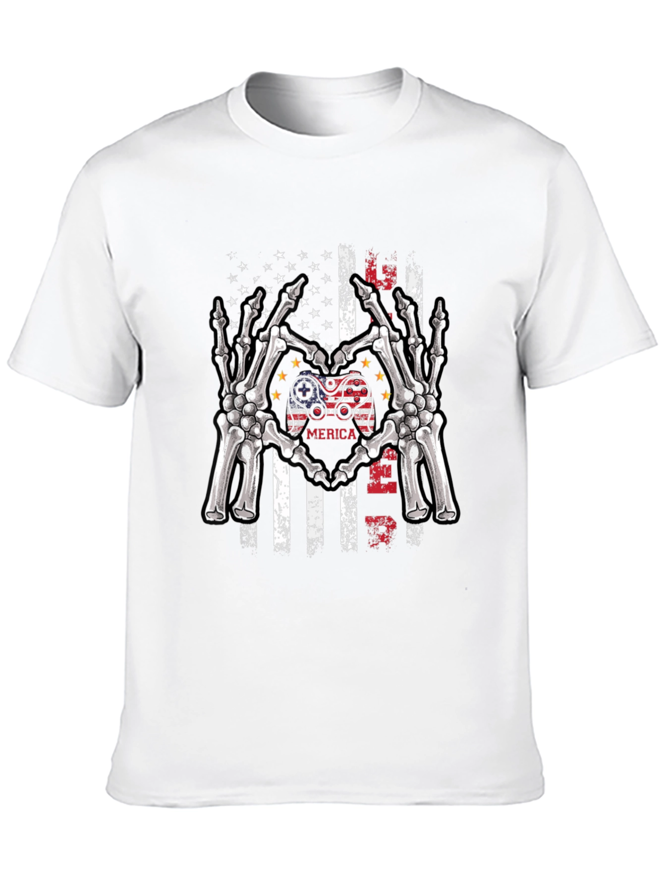 American Gamer Skeleton Hand Heart T-Shirt