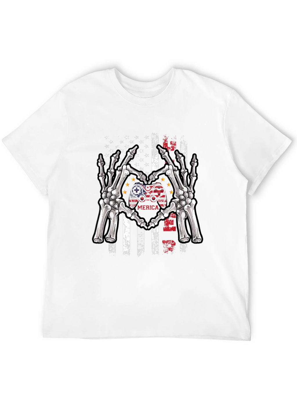 American Gamer Skeleton Hand Heart T-Shirt