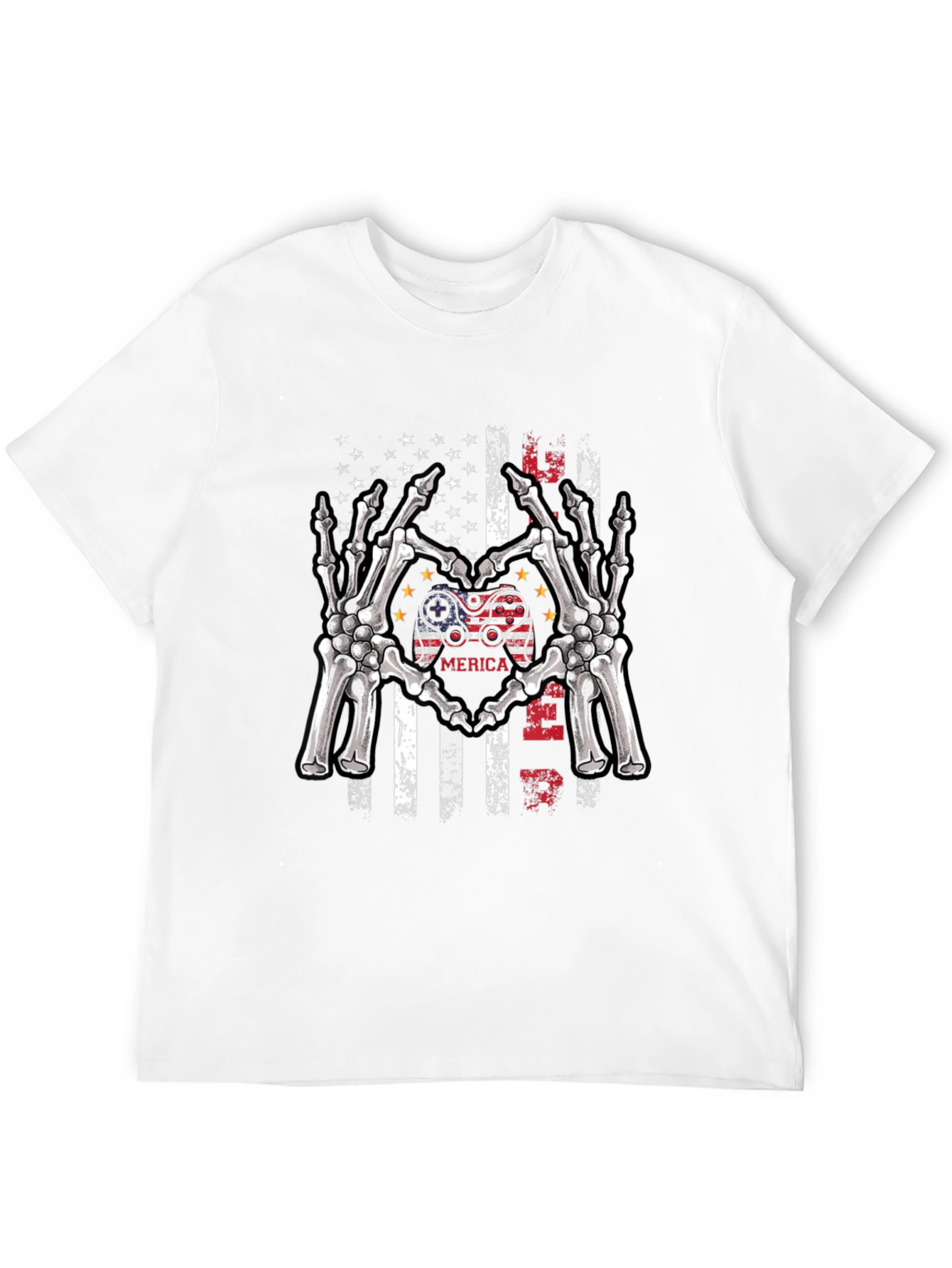American Gamer Skeleton Hand Heart T-Shirt