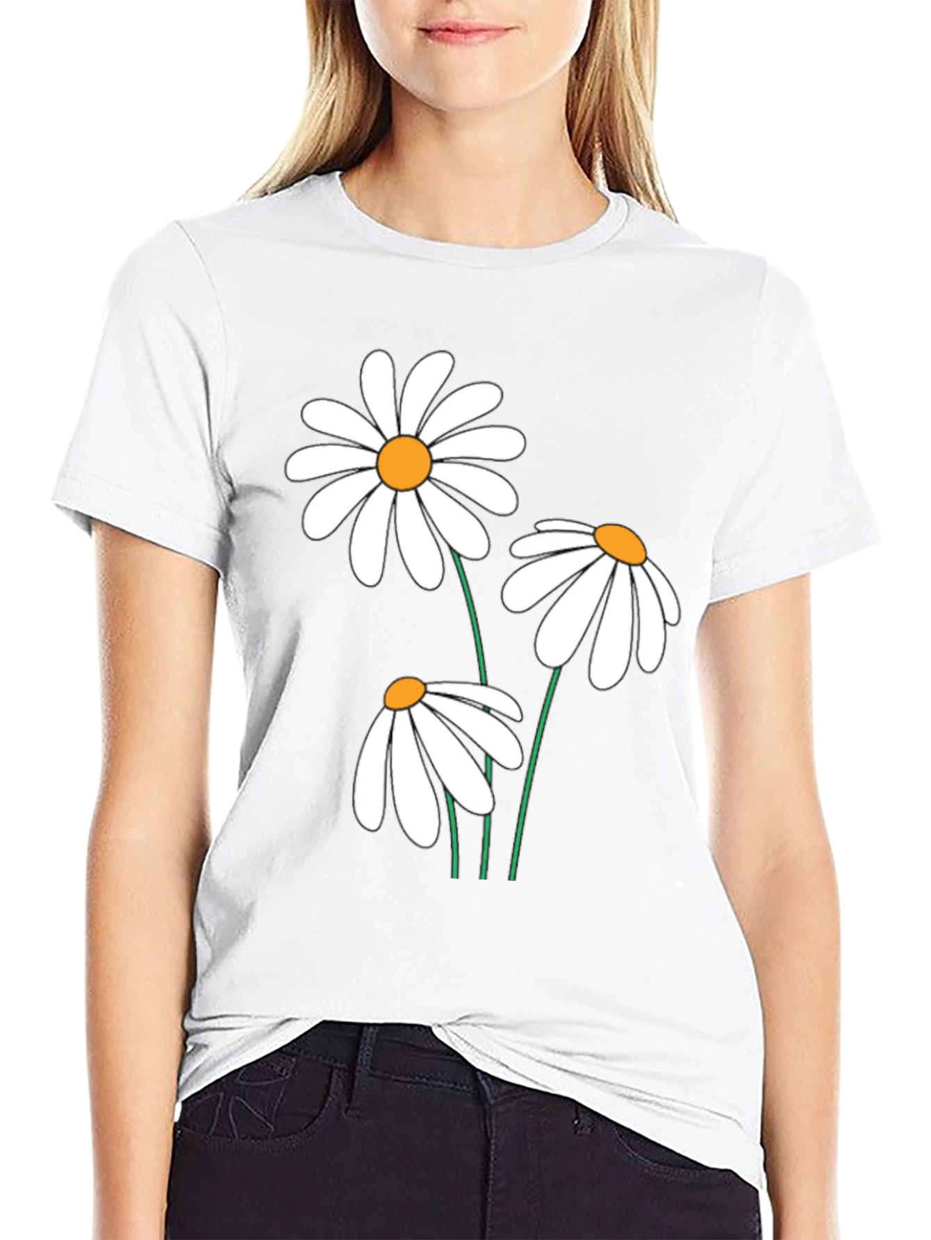 Daisy Graphic Tee - Black Cotton Comfort