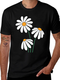 Daisy Graphic Tee - Black Cotton Comfort