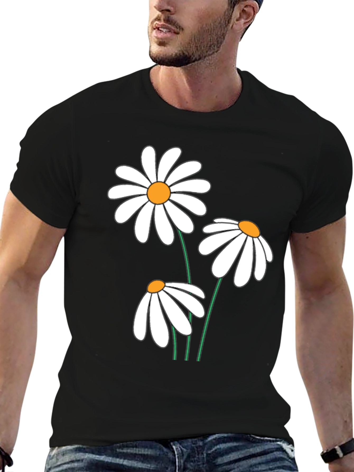 Daisy Graphic Tee - Black Cotton Comfort