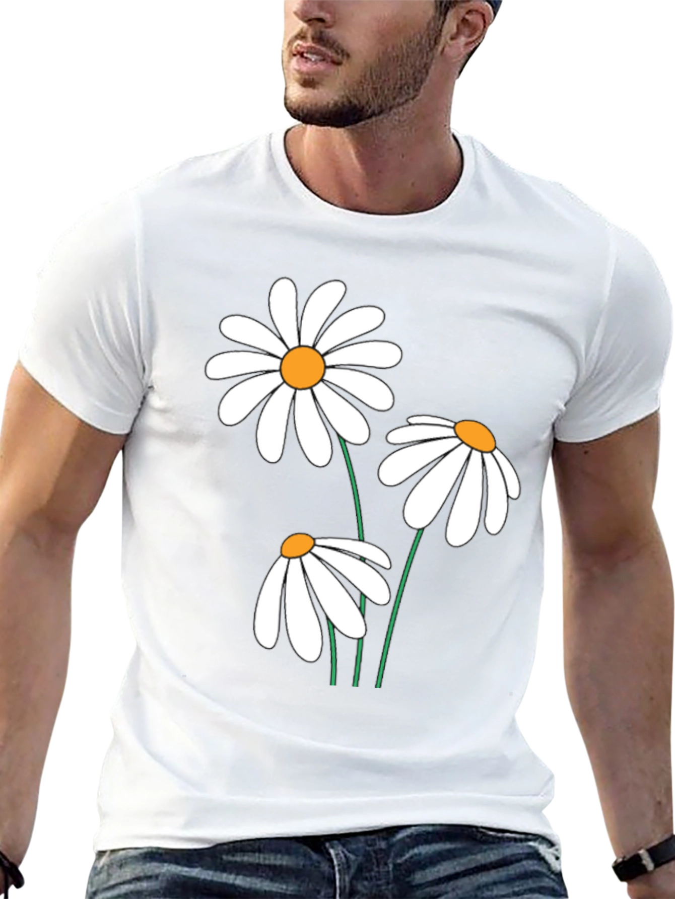 Daisy Graphic Tee - Black Cotton Comfort
