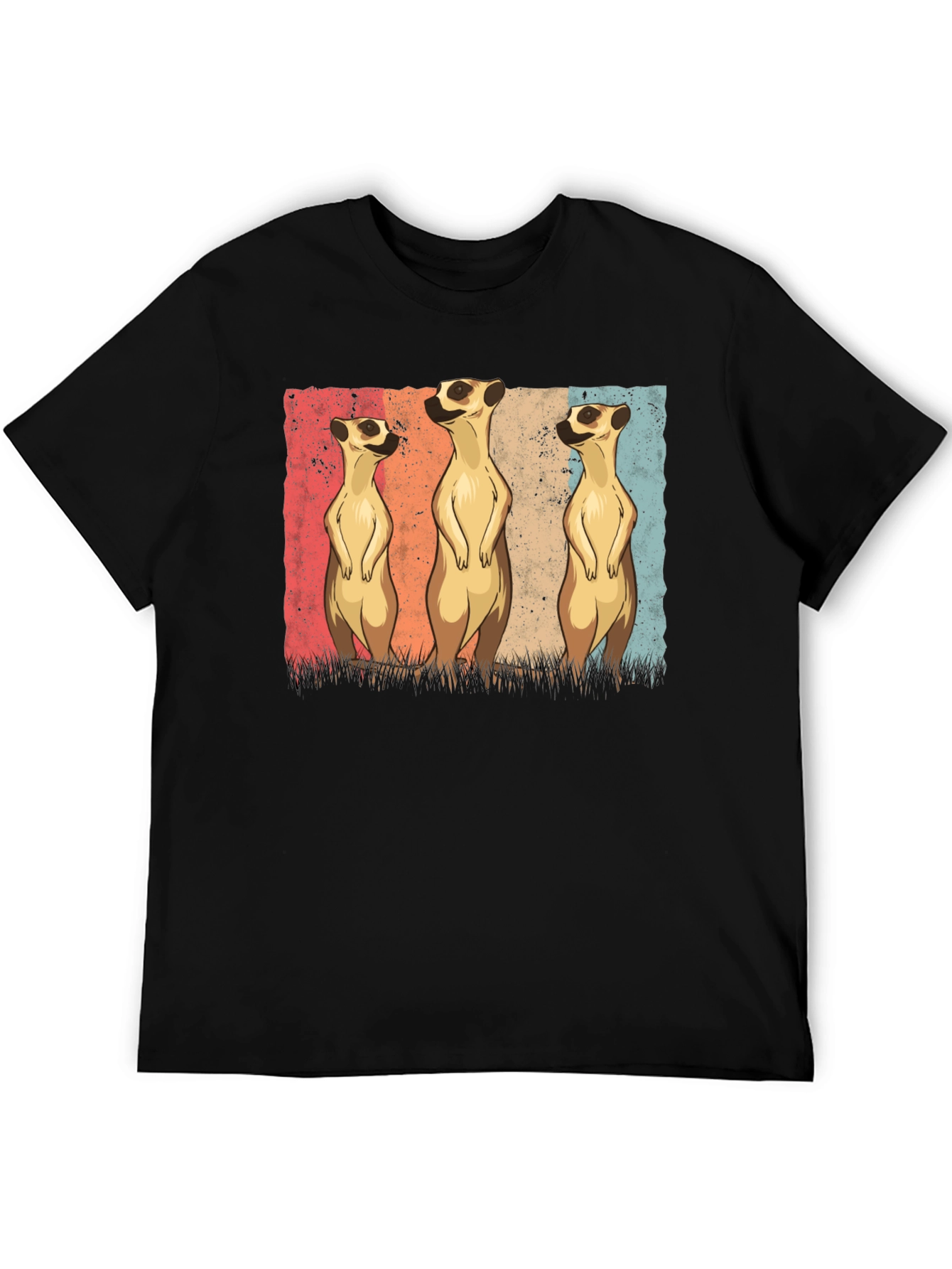 Meerkat Trio Graphic Tee - Mens Black T-Shirt