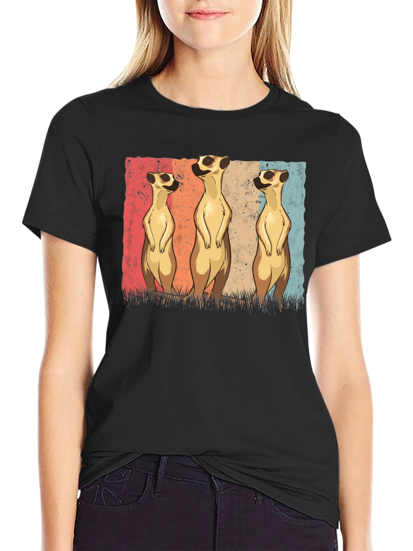Meerkat Trio Graphic Tee - Mens Black T-Shirt