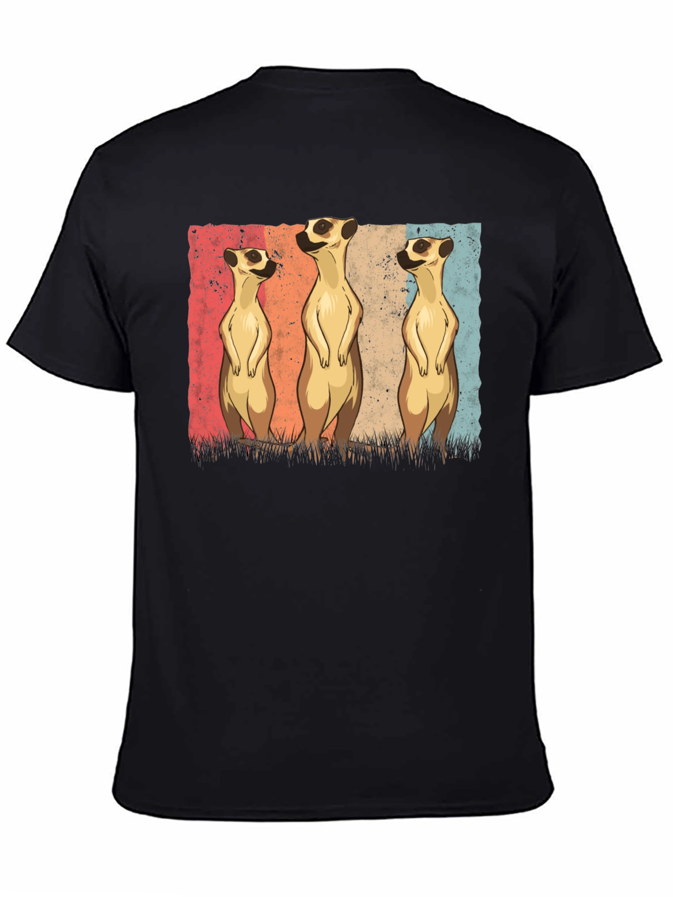 Meerkat Trio Graphic Tee - Mens Black T-Shirt