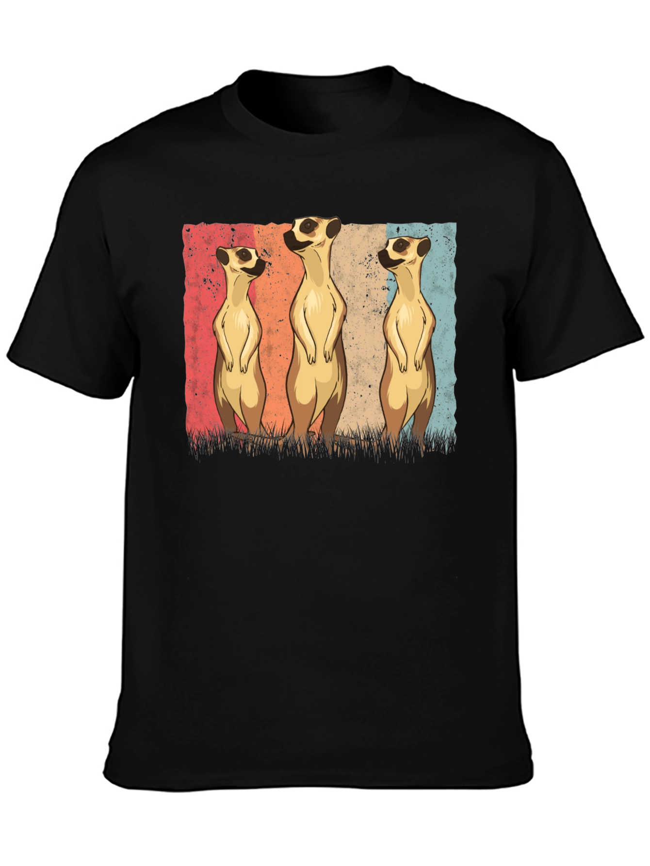Meerkat Trio Graphic Tee - Mens Black T-Shirt