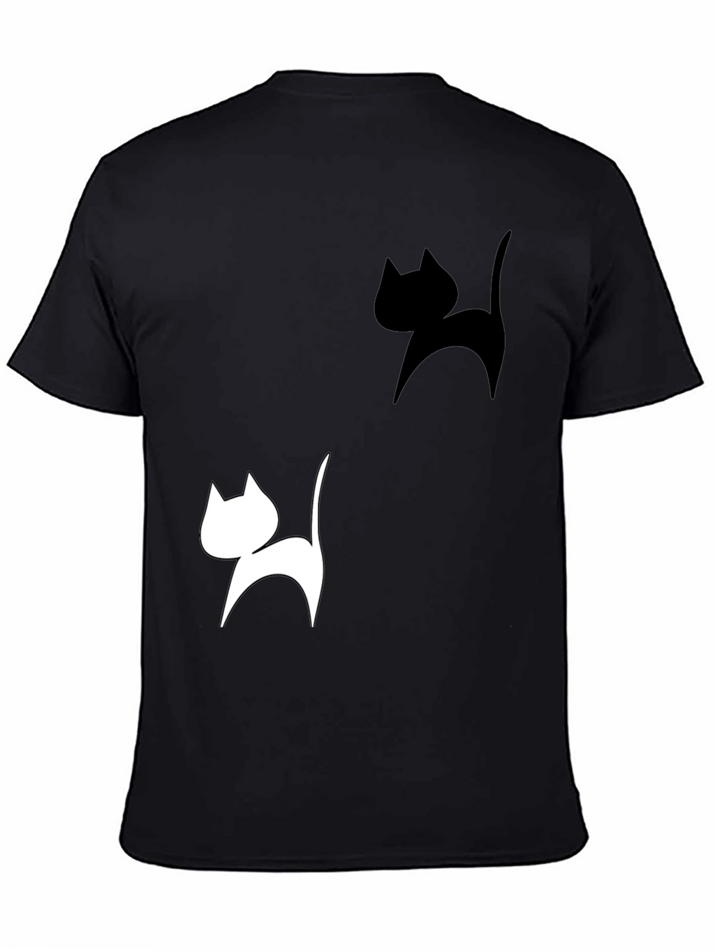 Cat Silhouette Graphic Tee - Black T-Shirt