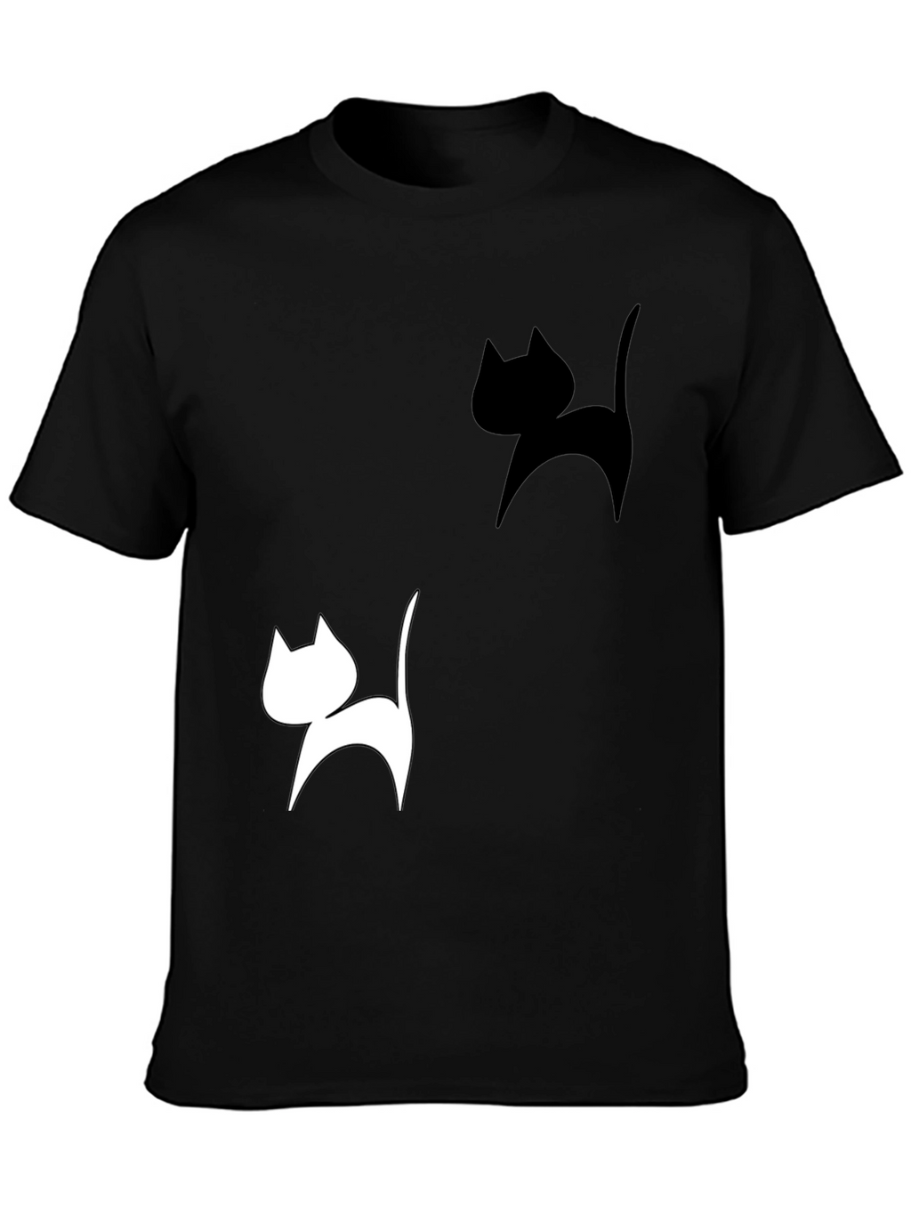 Cat Silhouette Graphic Tee - Black T-Shirt