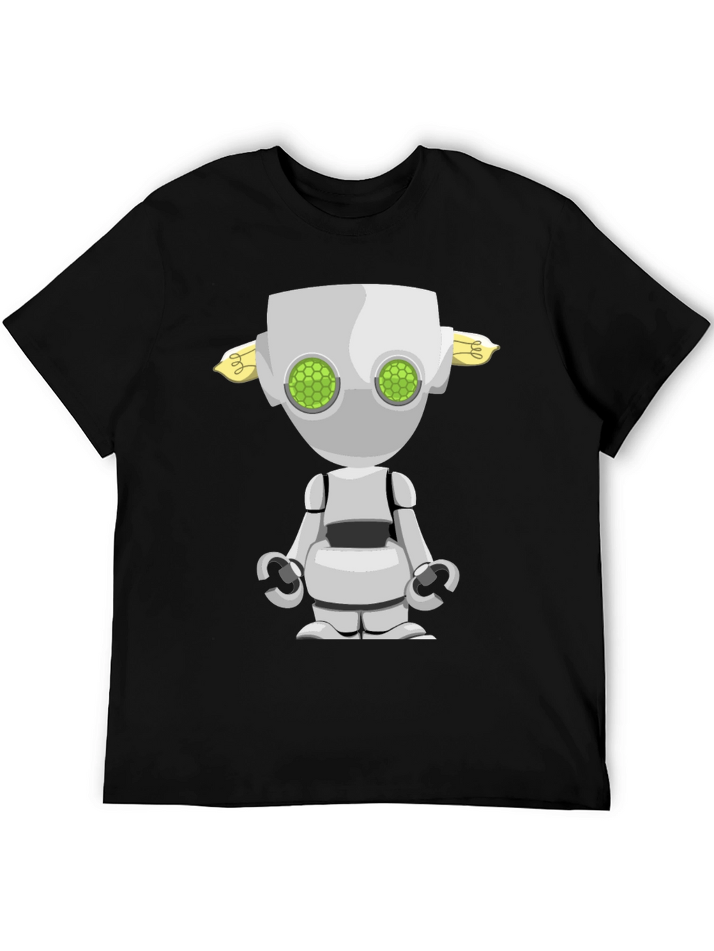 Robot Graphic Tee - Sci-Fi Style Black T-Shirt