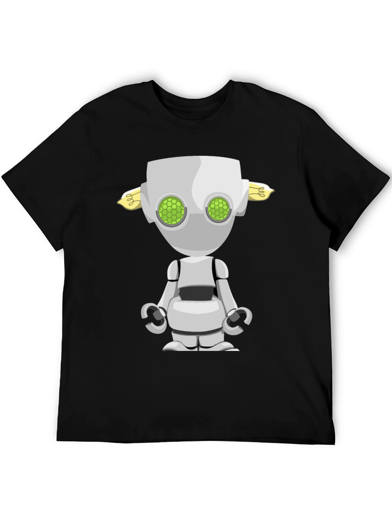 Robot Graphic Tee - Sci-Fi Style Black T-Shirt